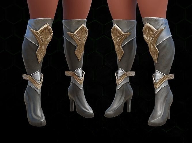 Leg Armor Golden Style gazukull female game and film Low-poly 3D model