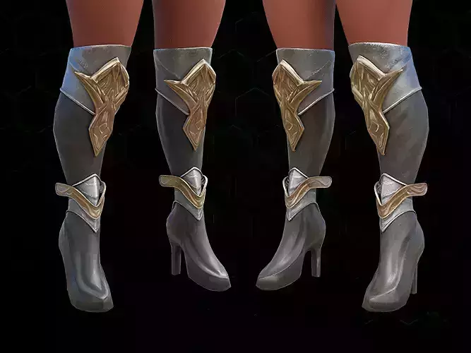 Leg Armor Golden Style gazukull female game and film Low-poly 3D model Leg Armor Golden Style gazukull female game and film Low-poly 3D model