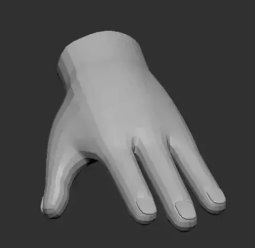 4 finger cartoon hand basemesh with and without nails
