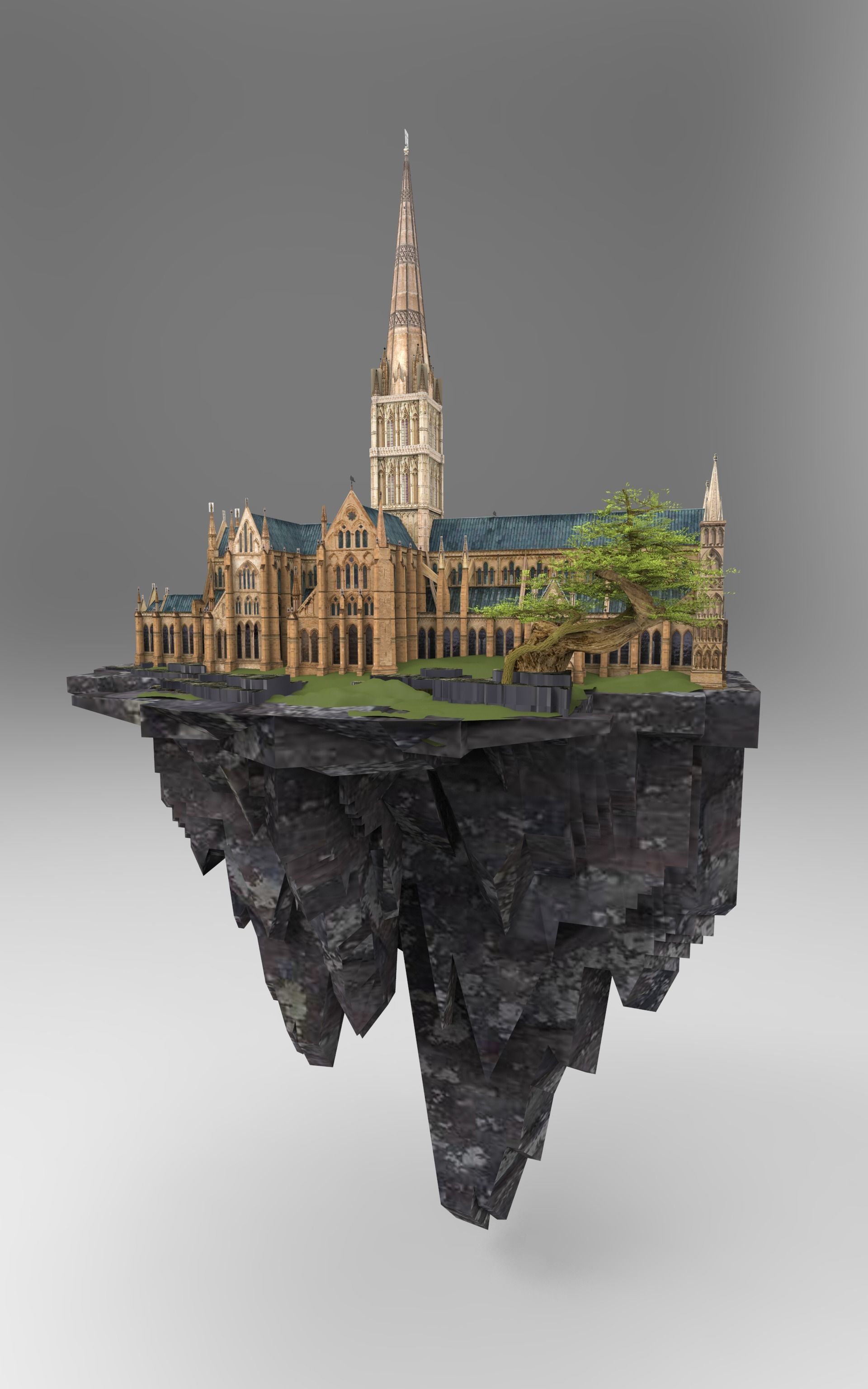 Flying Castle island 3D model_2