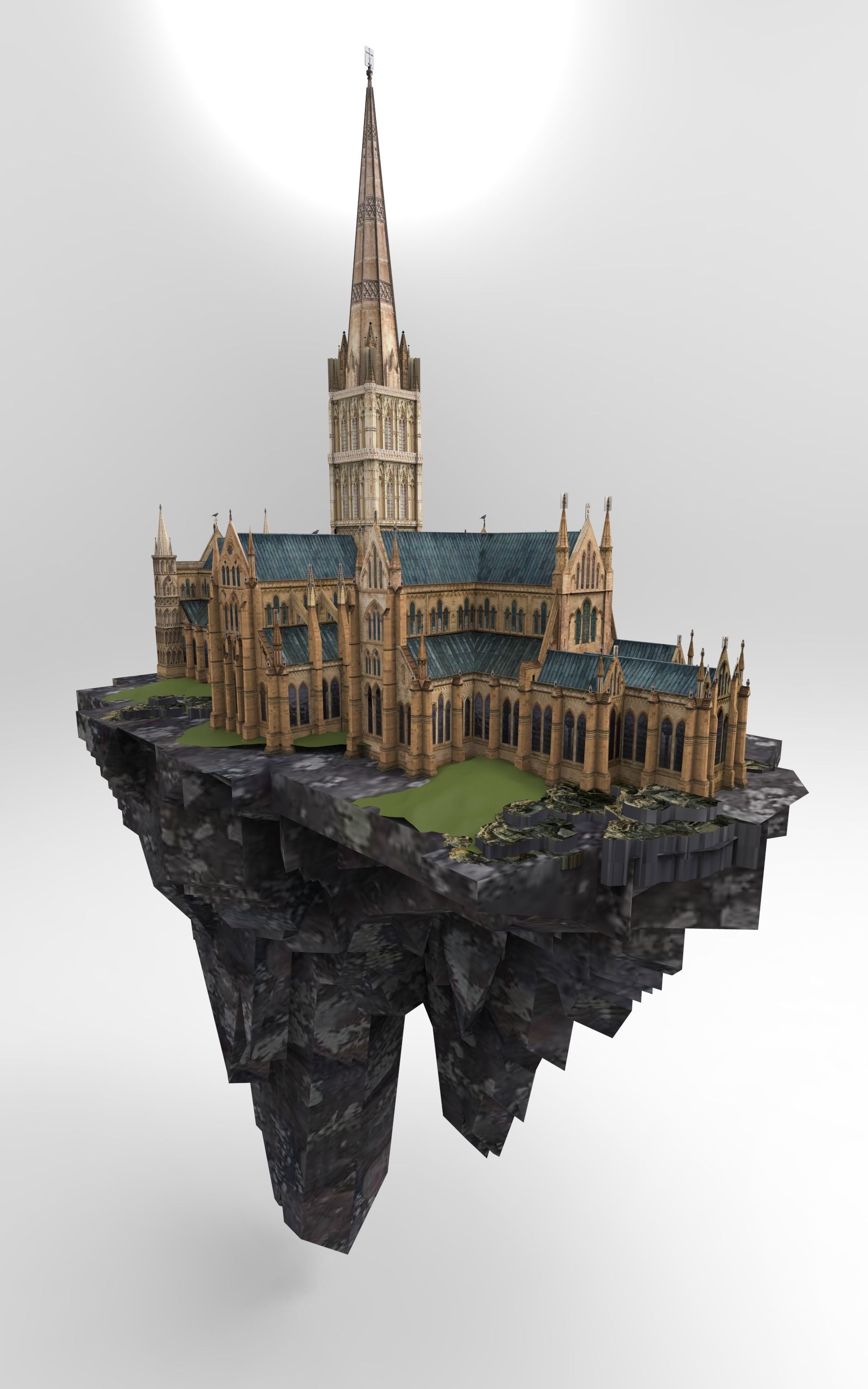 Flying Castle island 3D model_5