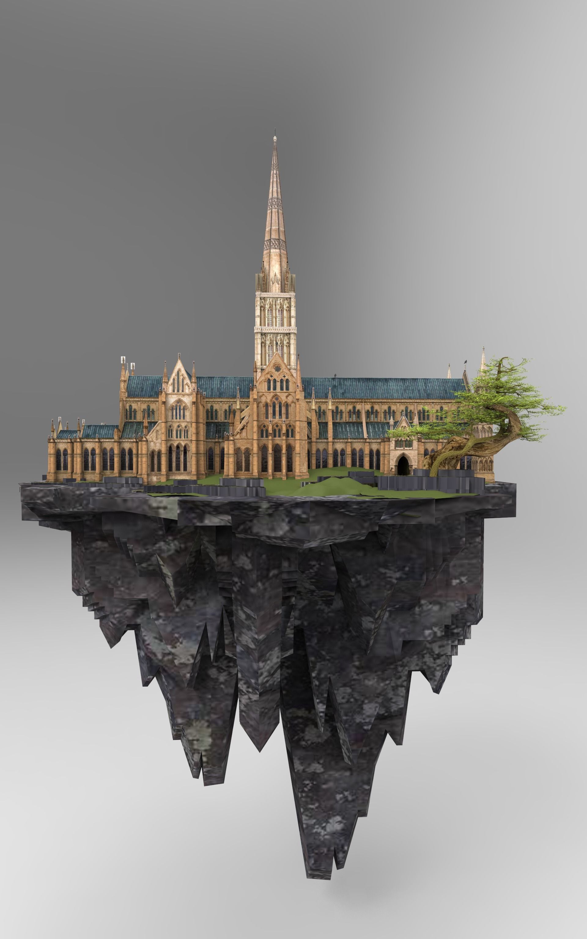 Flying Castle island 3D model_1