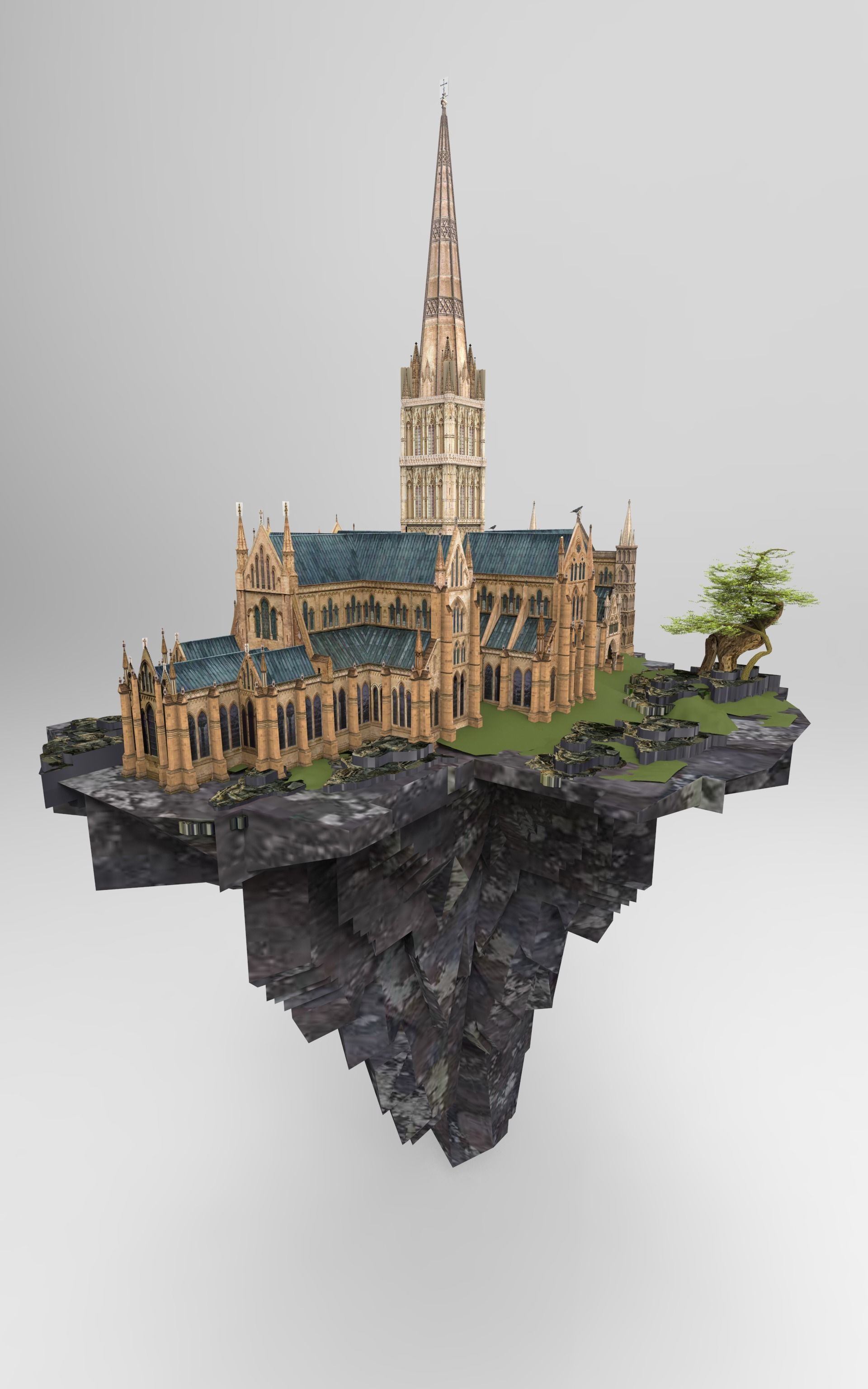 Flying Castle island 3D model_4