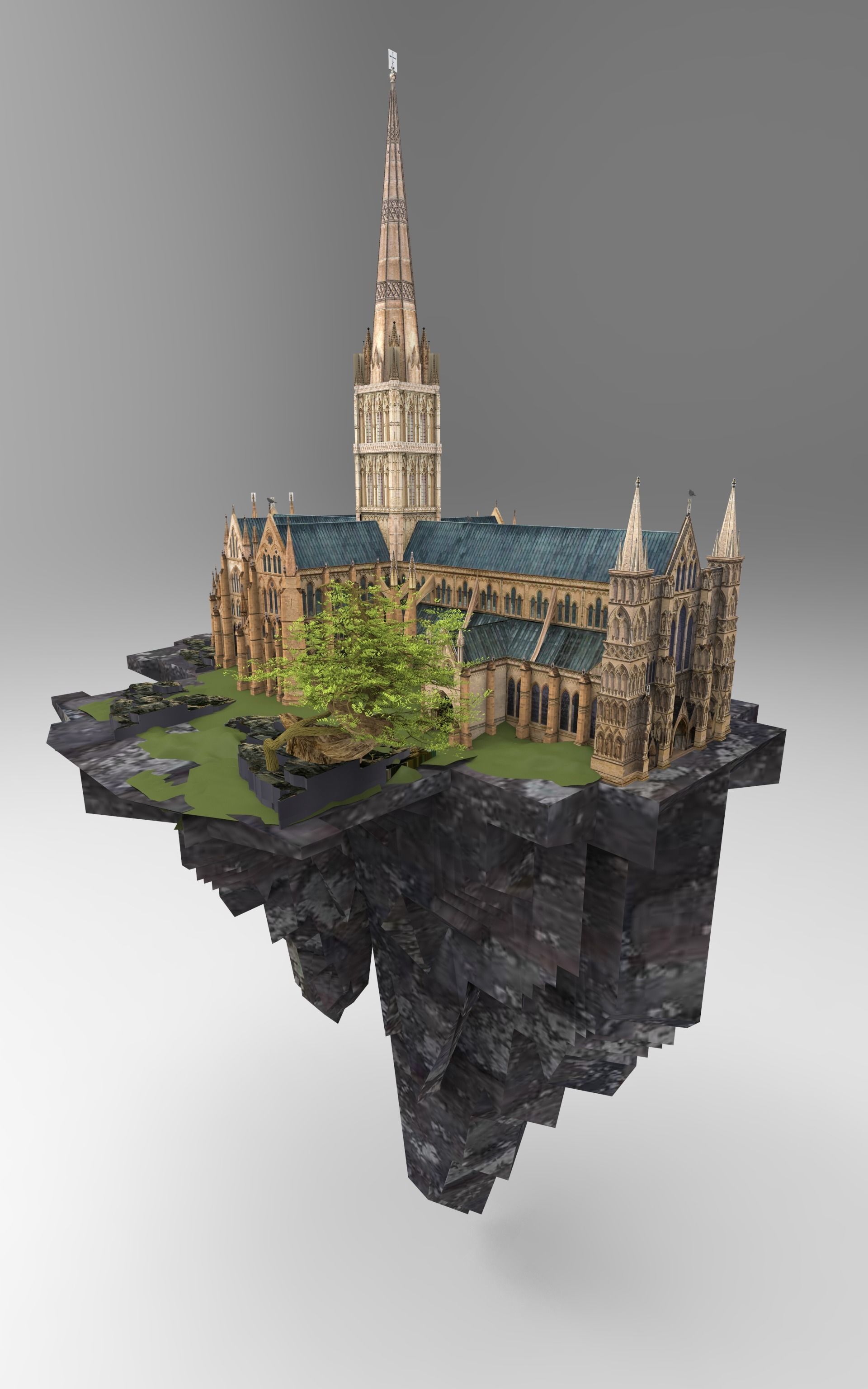 Flying Castle island 3D model_3