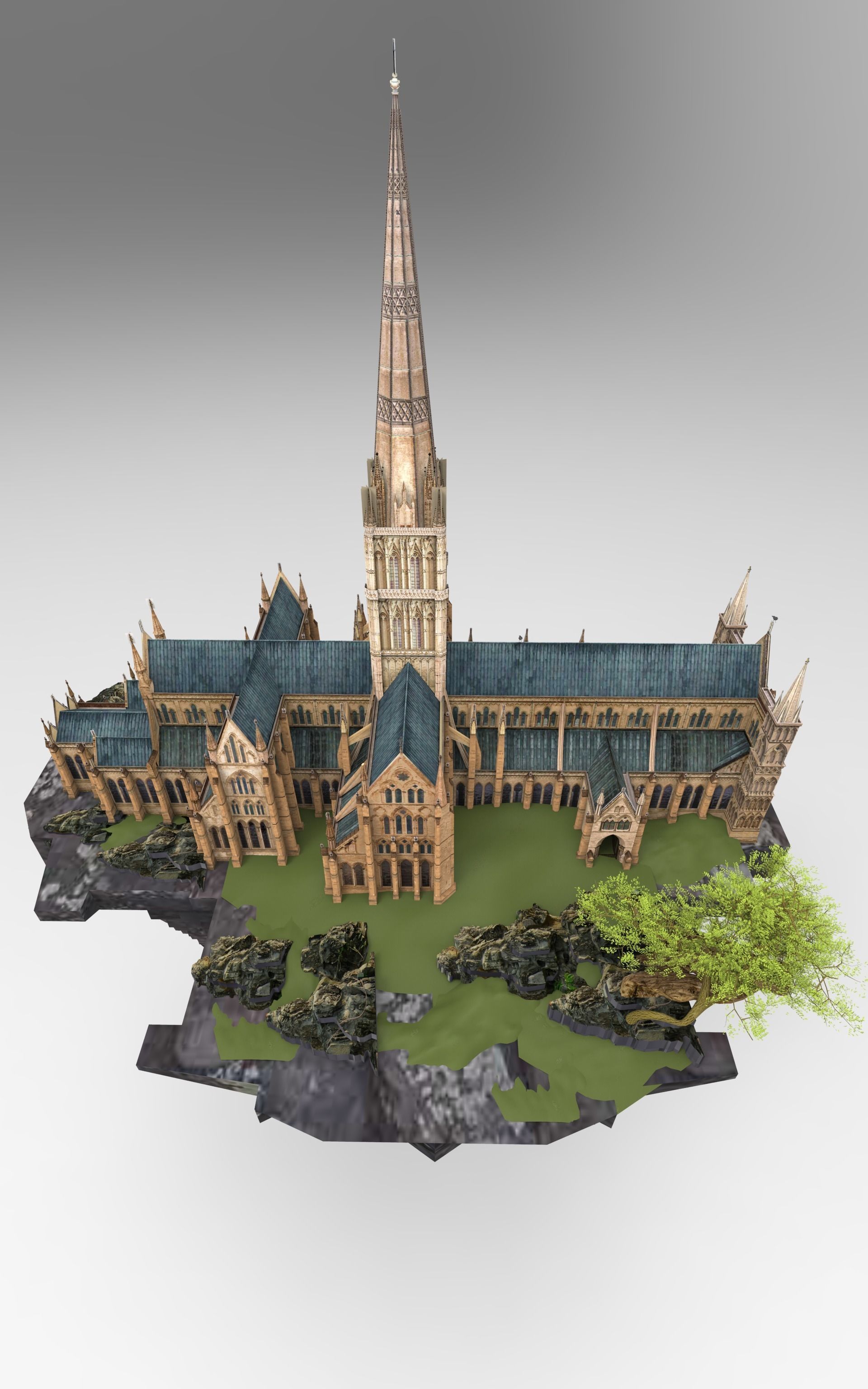 Flying Castle island 3D model_7
