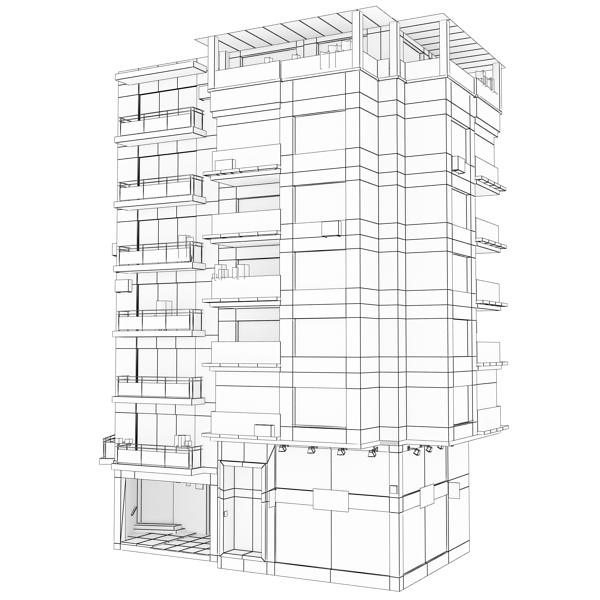 Building Collection 41-50 Low-poly 3D model_108