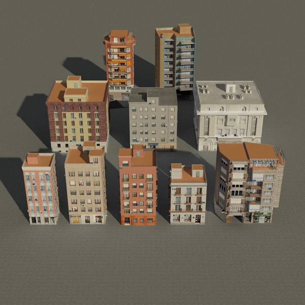 Building Collection 41-50 Low-poly 3D model_1