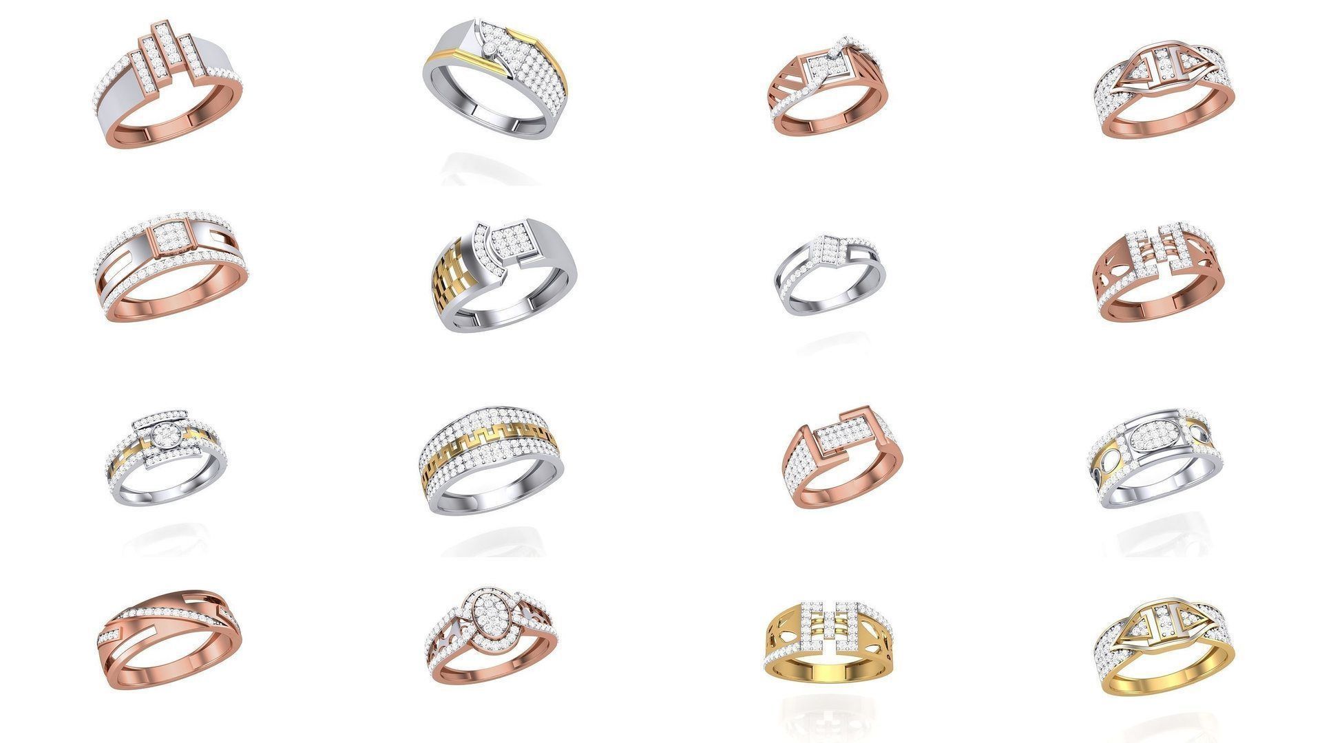 62 Men Groom Gents Diamond Ring 3dm stl obj mtl  3D Model Collection_5