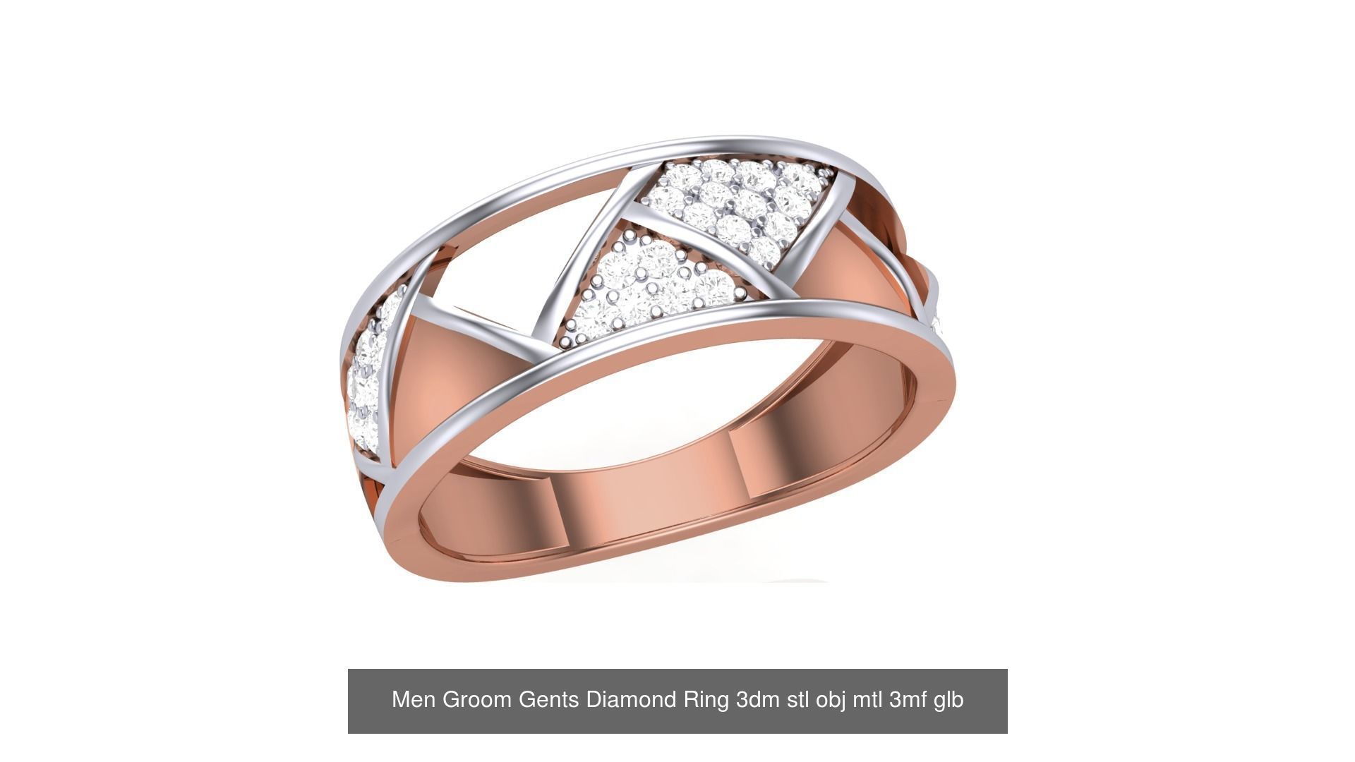 62 Men Groom Gents Diamond Ring 3dm stl obj mtl  3D Model Collection_32