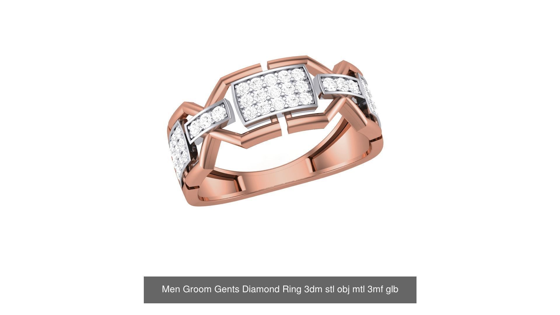 62 Men Groom Gents Diamond Ring 3dm stl obj mtl  3D Model Collection_33