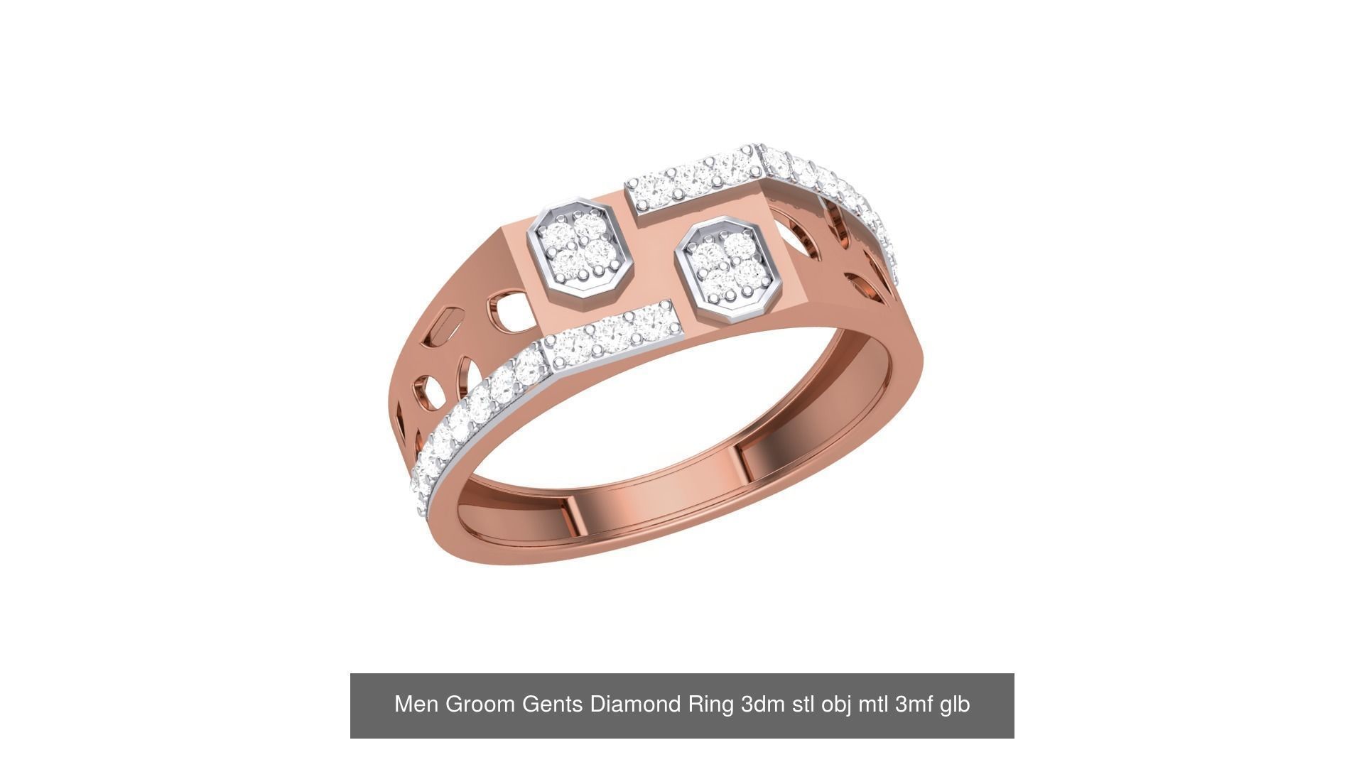 62 Men Groom Gents Diamond Ring 3dm stl obj mtl  3D Model Collection_54
