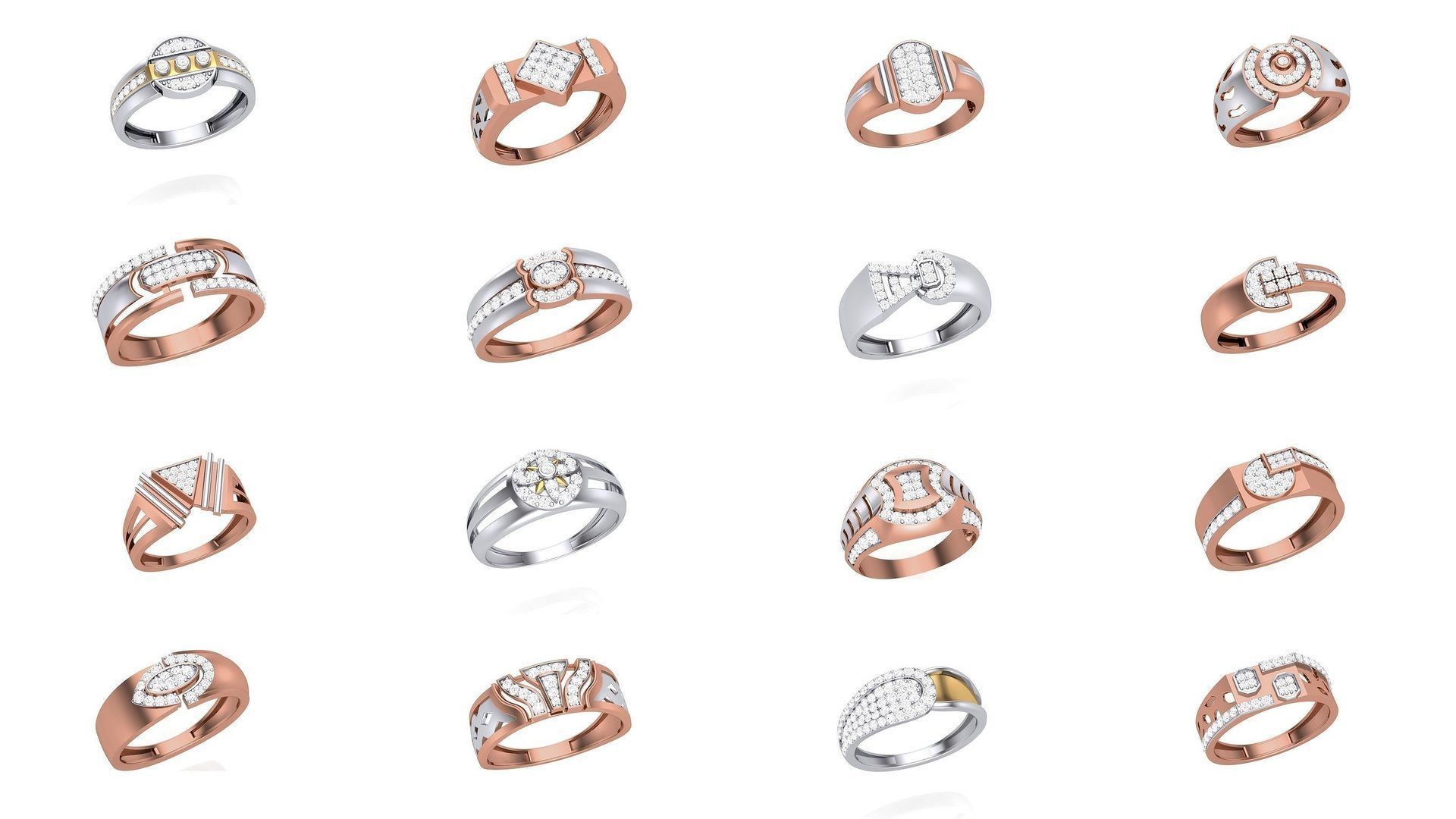 62 Men Groom Gents Diamond Ring 3dm stl obj mtl  3D Model Collection_3