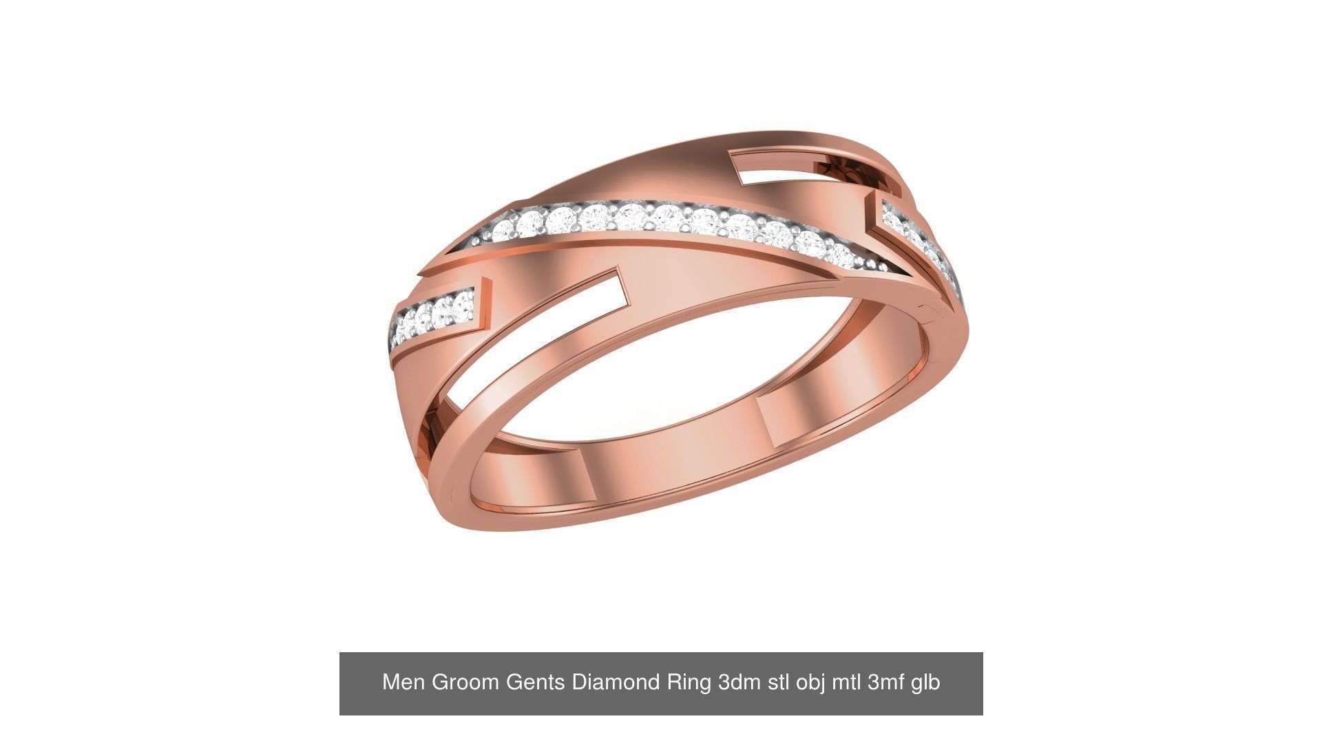 62 Men Groom Gents Diamond Ring 3dm stl obj mtl  3D Model Collection_67