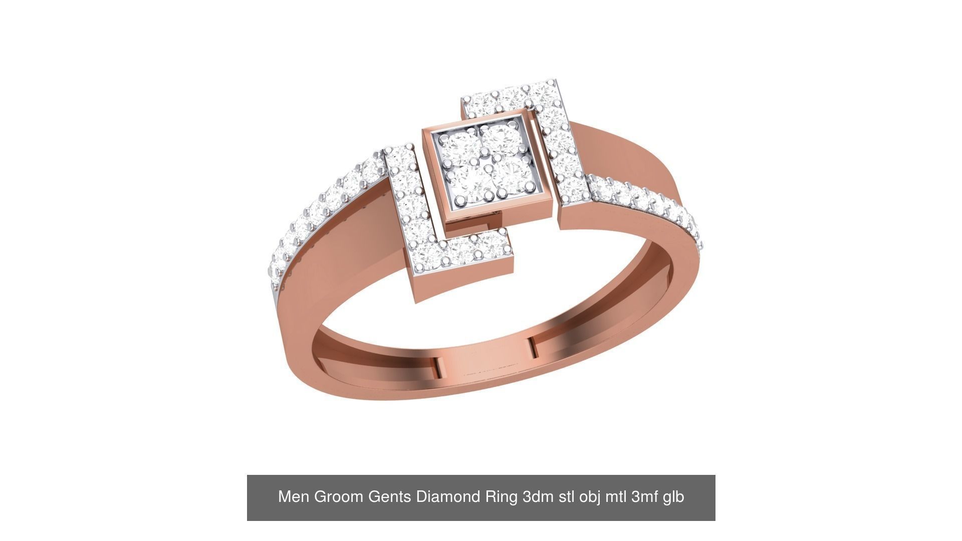 62 Men Groom Gents Diamond Ring 3dm stl obj mtl  3D Model Collection_36