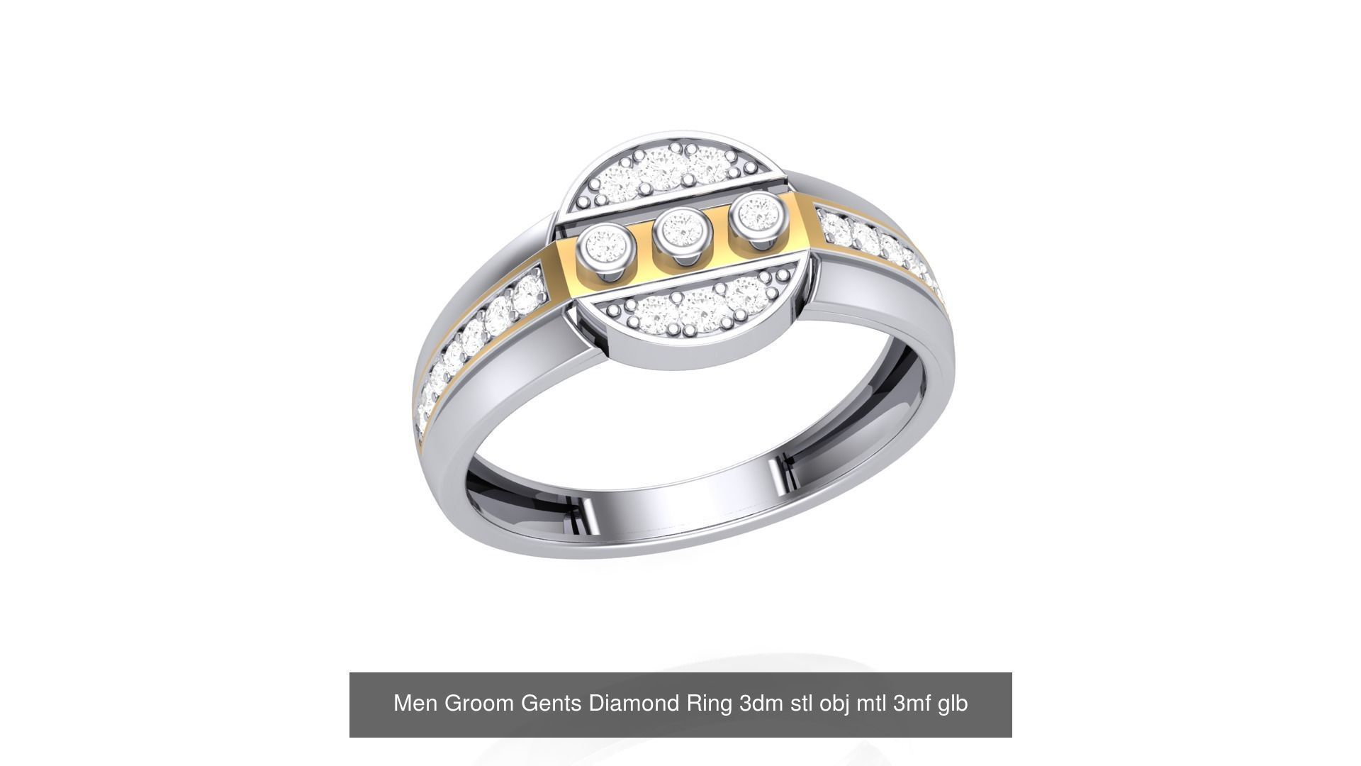 62 Men Groom Gents Diamond Ring 3dm stl obj mtl  3D Model Collection_39