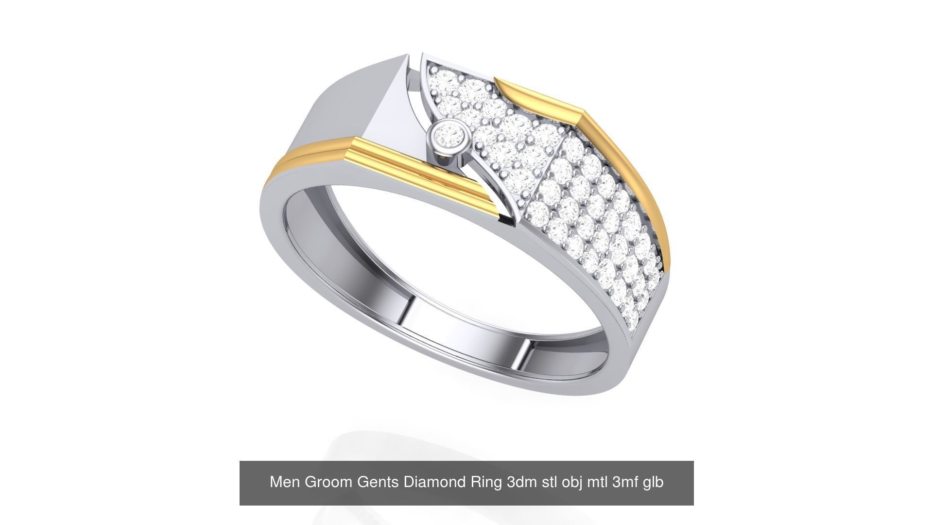 62 Men Groom Gents Diamond Ring 3dm stl obj mtl  3D Model Collection_56