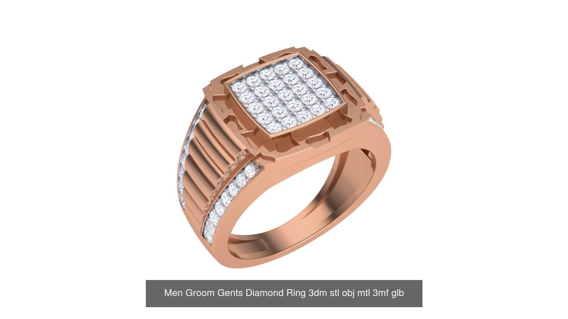 62 Men Groom Gents Diamond Ring 3dm stl obj mtl  3D Model Collection_11