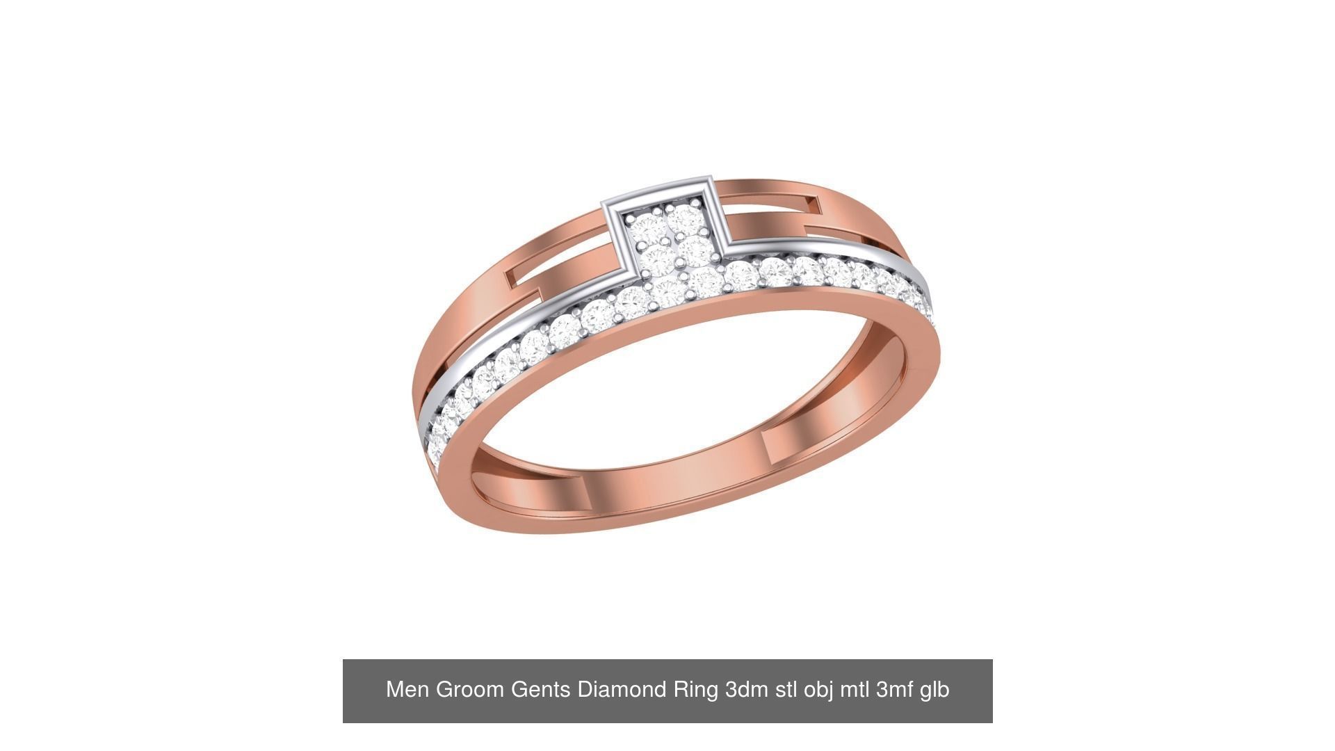 62 Men Groom Gents Diamond Ring 3dm stl obj mtl  3D Model Collection_29
