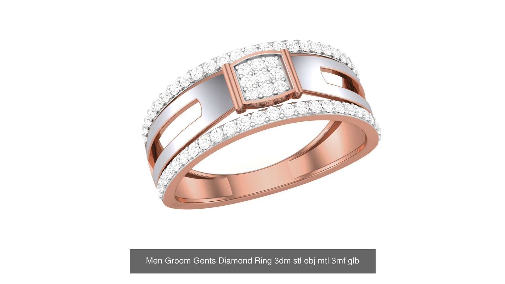 62 Men Groom Gents Diamond Ring 3dm stl obj mtl  3D Model Collection_59