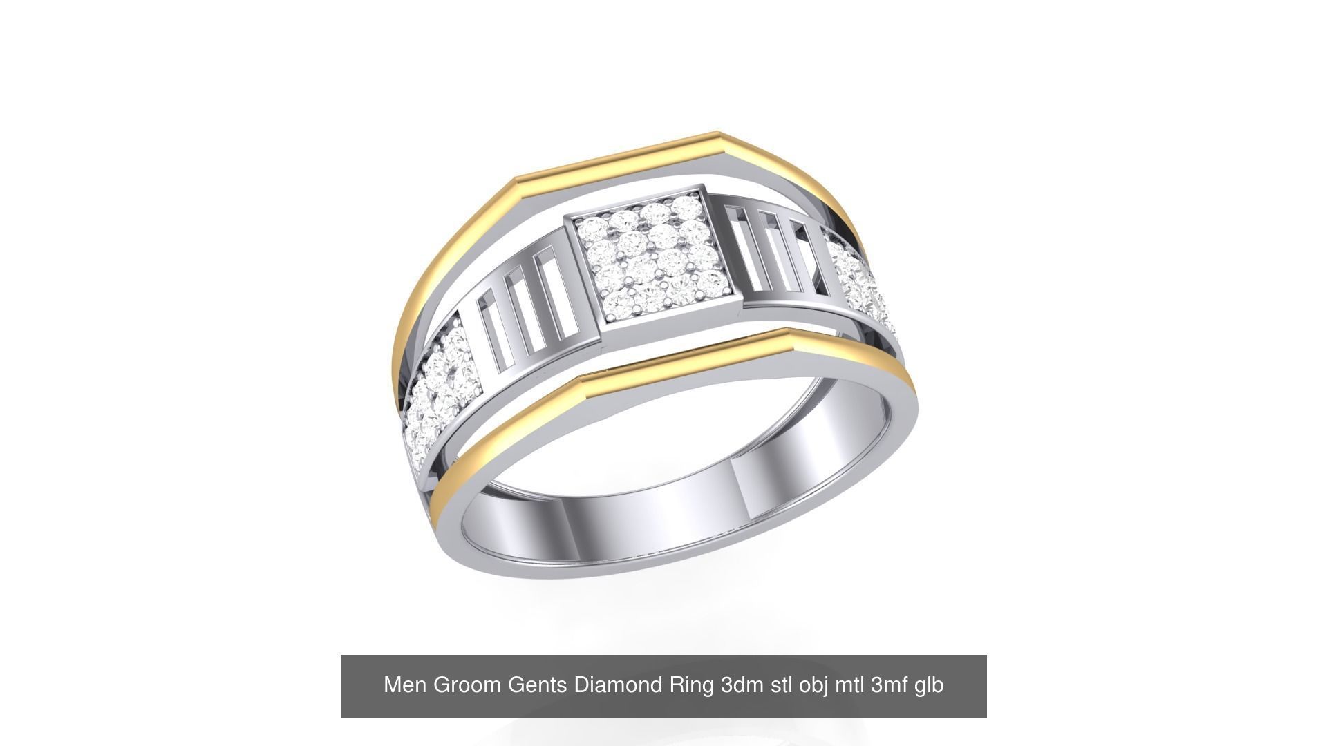 62 Men Groom Gents Diamond Ring 3dm stl obj mtl  3D Model Collection_30