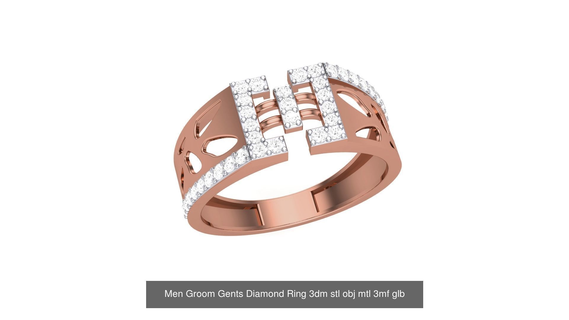 62 Men Groom Gents Diamond Ring 3dm stl obj mtl  3D Model Collection_62