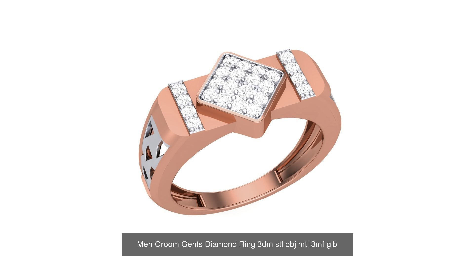 62 Men Groom Gents Diamond Ring 3dm stl obj mtl  3D Model Collection_40