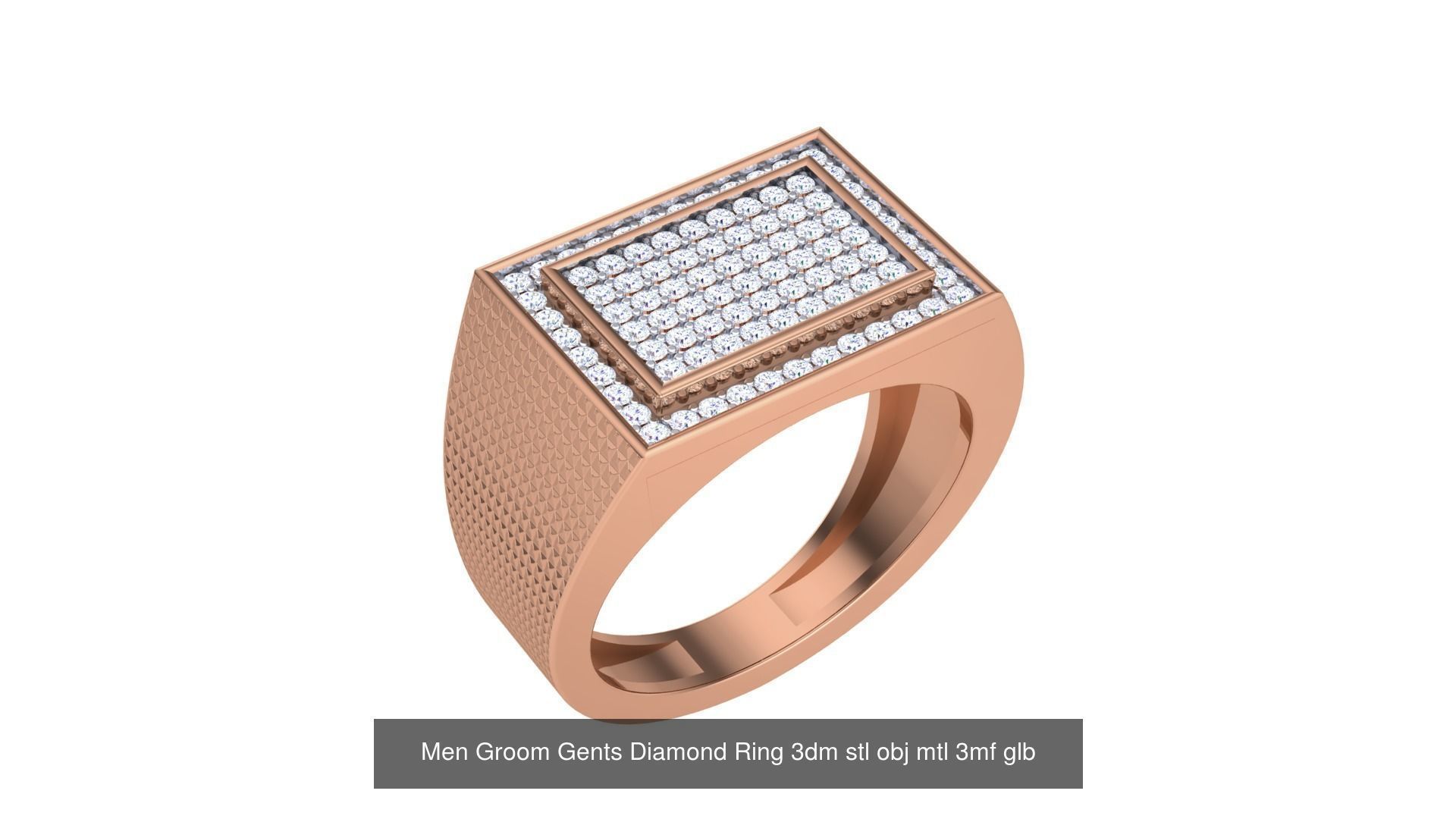 62 Men Groom Gents Diamond Ring 3dm stl obj mtl  3D Model Collection_9