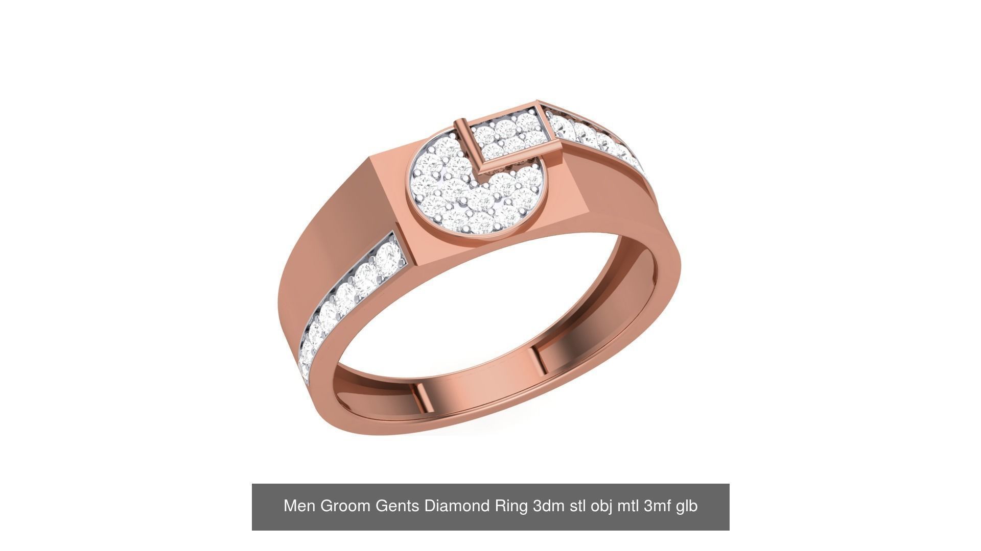 62 Men Groom Gents Diamond Ring 3dm stl obj mtl  3D Model Collection_50