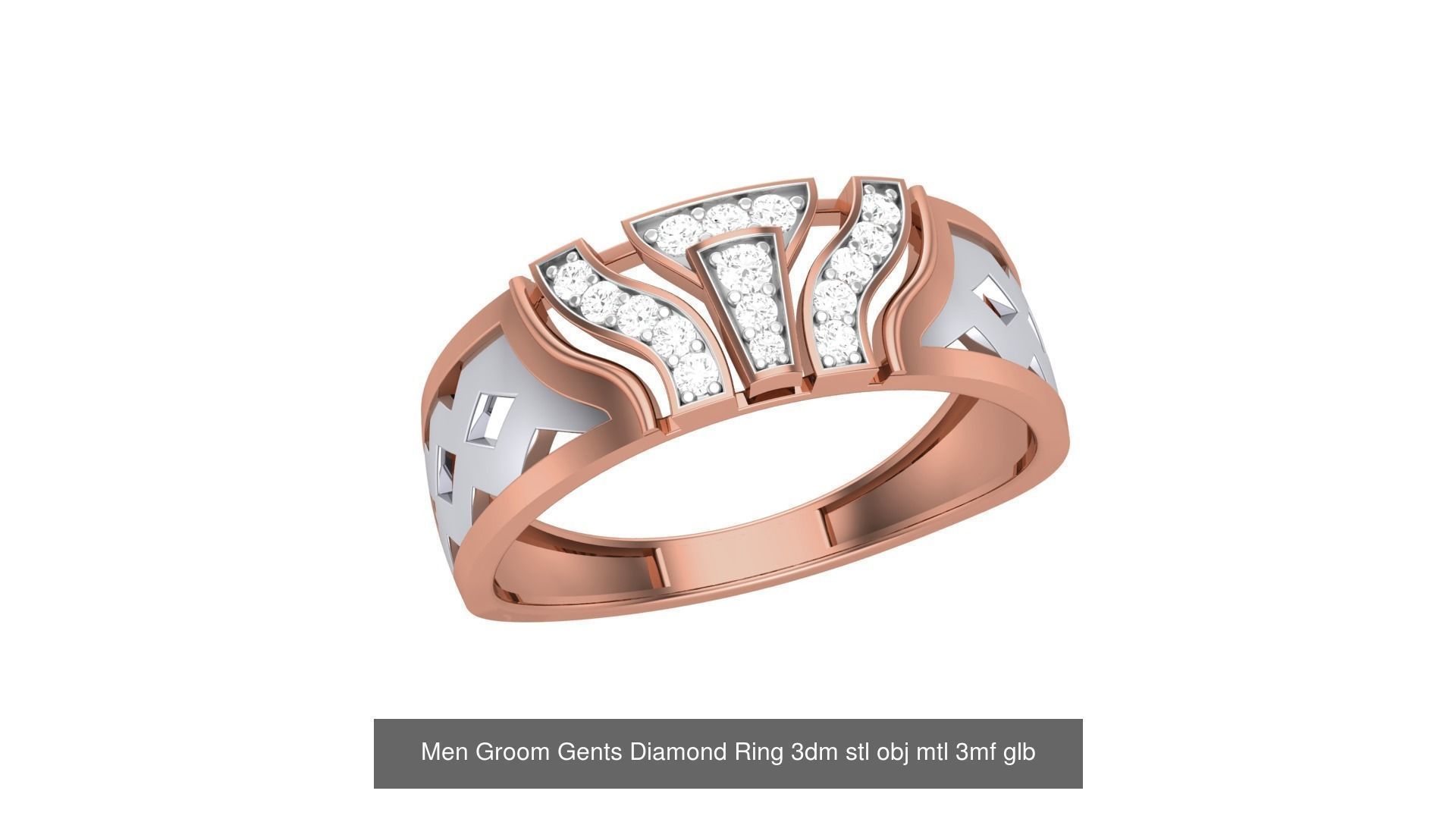62 Men Groom Gents Diamond Ring 3dm stl obj mtl  3D Model Collection_52