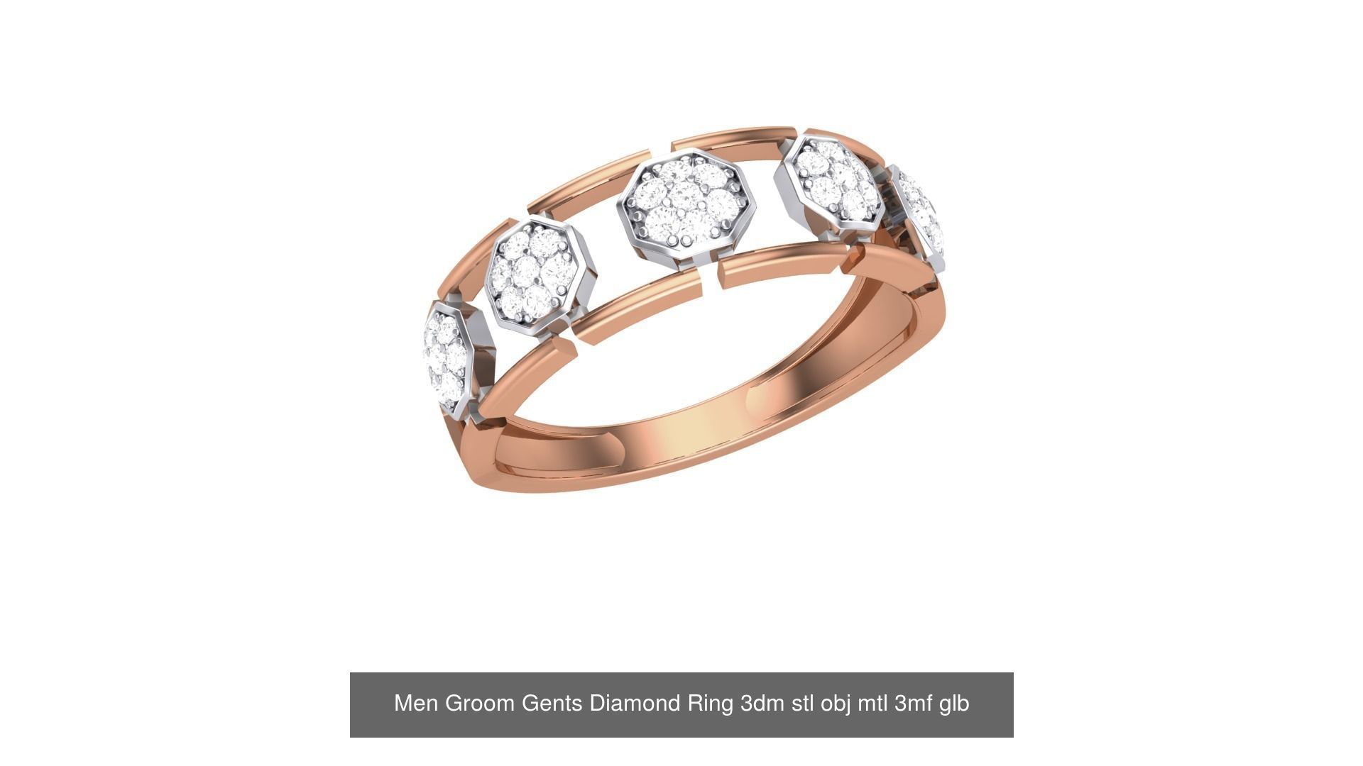 62 Men Groom Gents Diamond Ring 3dm stl obj mtl  3D Model Collection_26