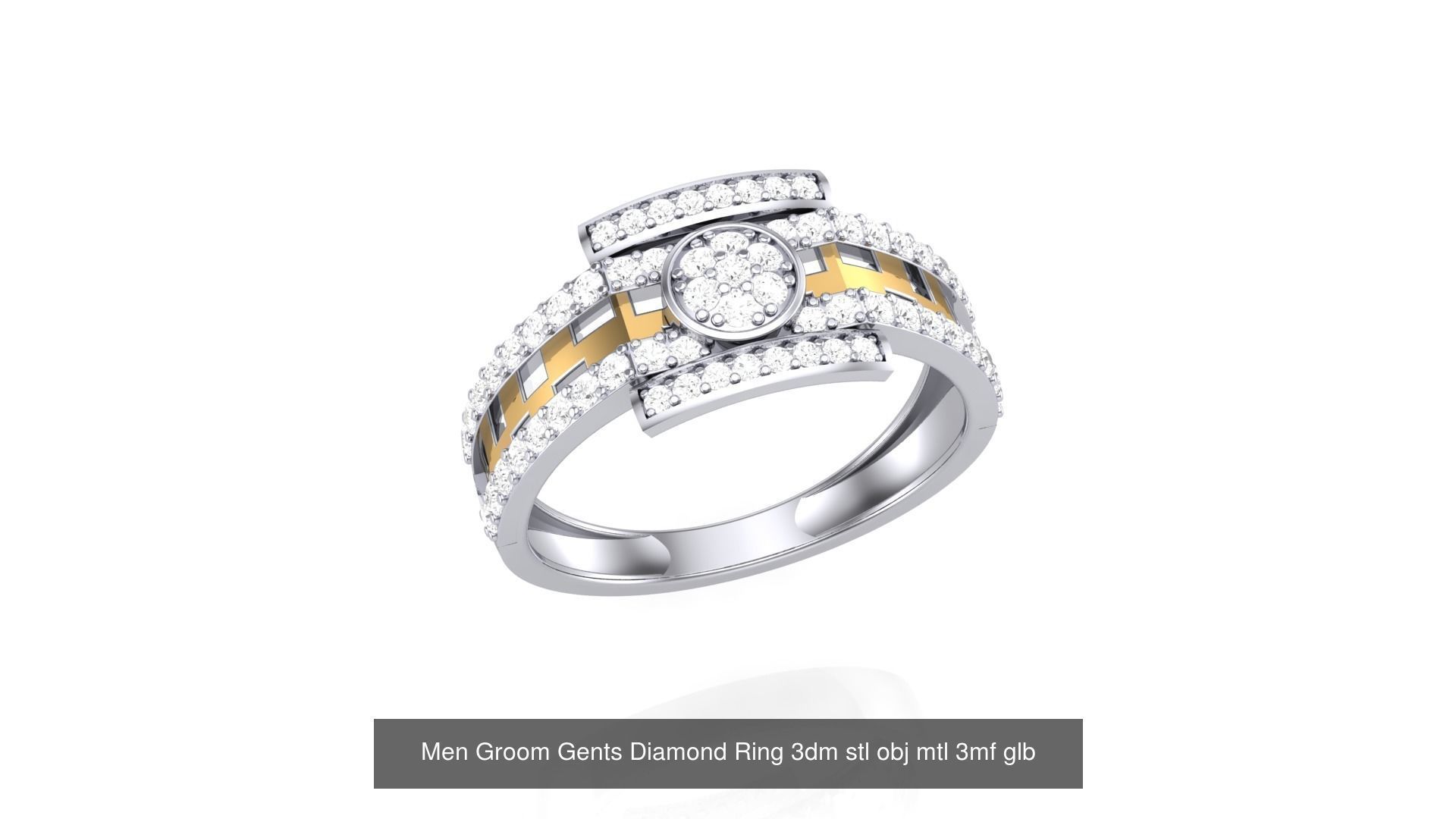 62 Men Groom Gents Diamond Ring 3dm stl obj mtl  3D Model Collection_63