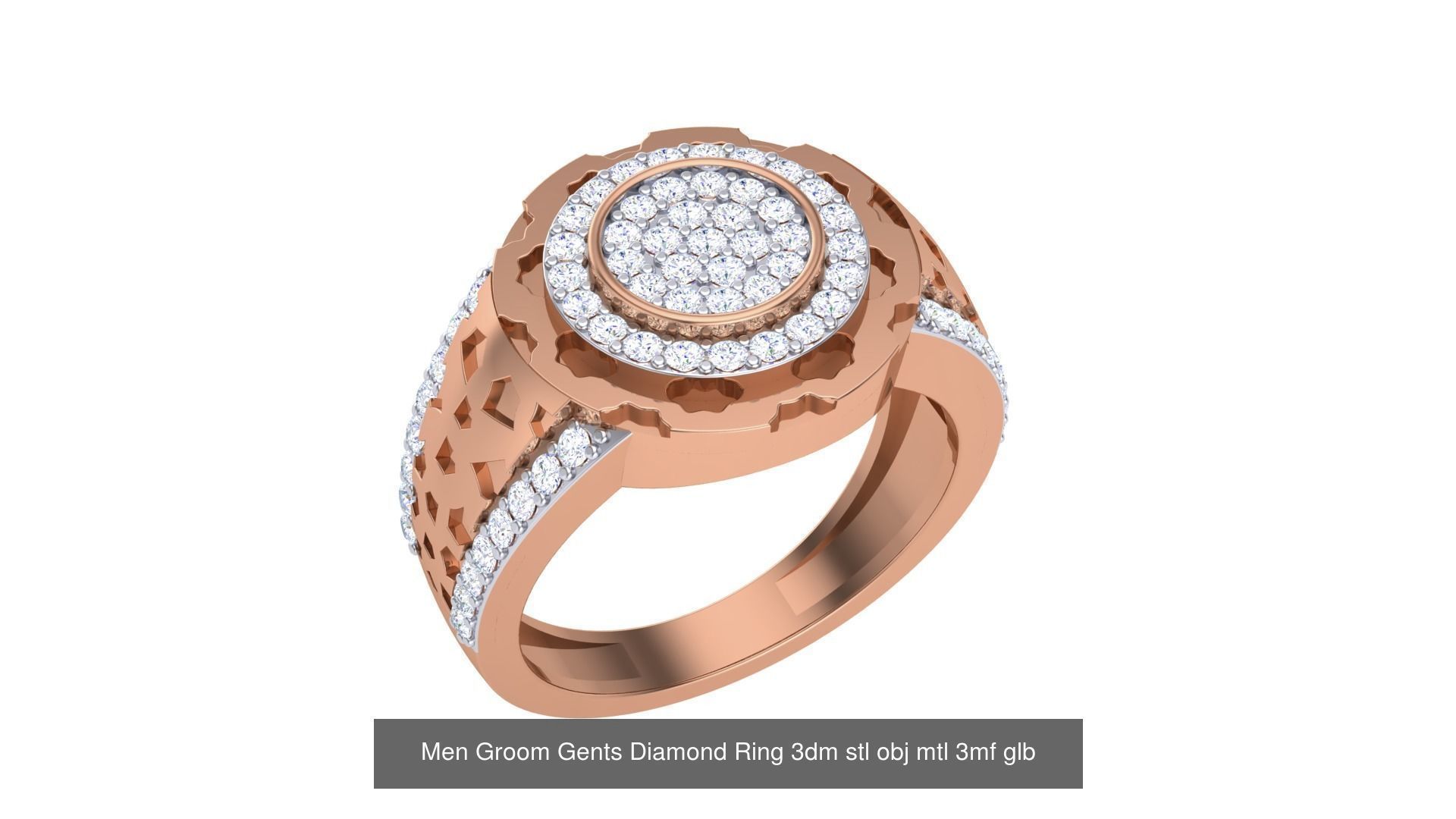 62 Men Groom Gents Diamond Ring 3dm stl obj mtl  3D Model Collection_12