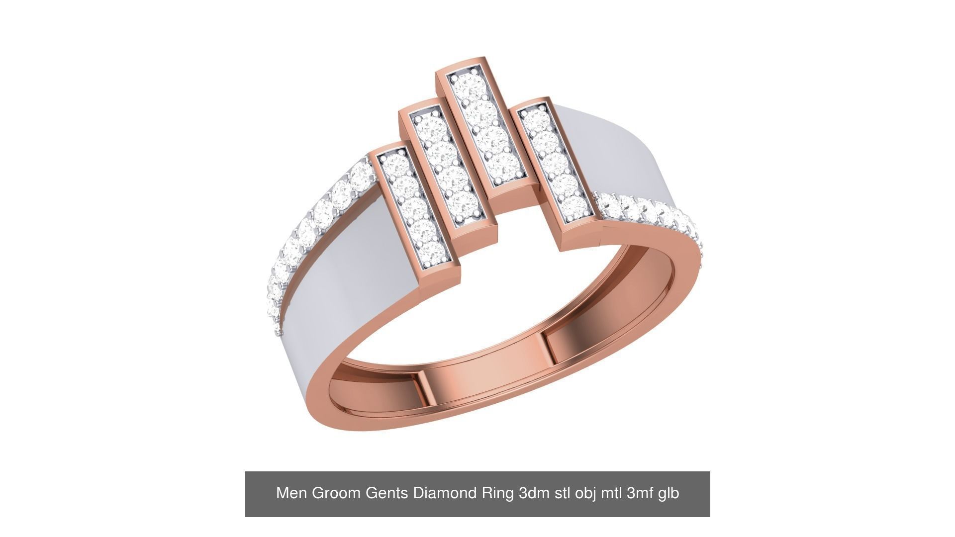 62 Men Groom Gents Diamond Ring 3dm stl obj mtl  3D Model Collection_55