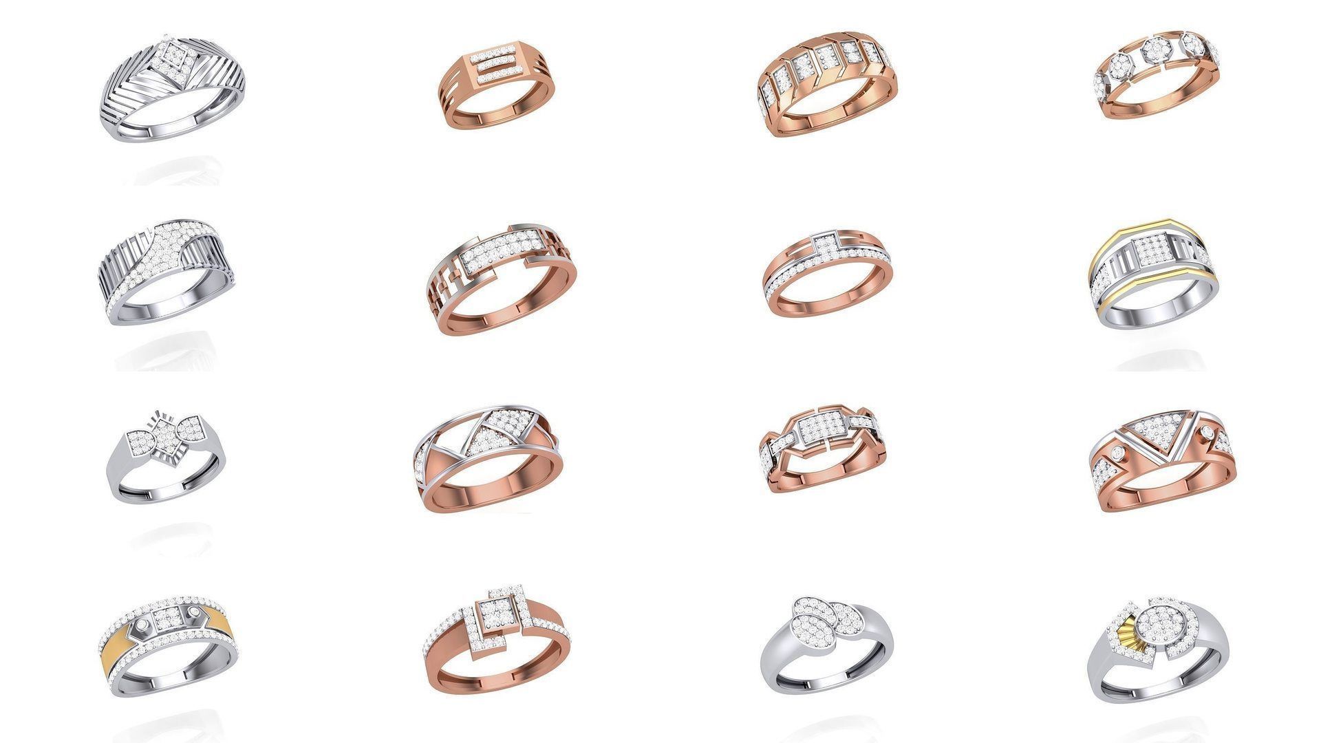 62 Men Groom Gents Diamond Ring 3dm stl obj mtl  3D Model Collection_1