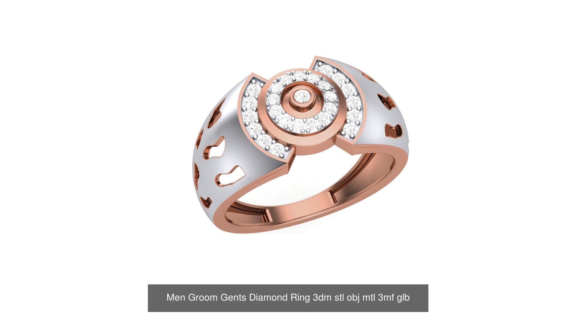 62 Men Groom Gents Diamond Ring 3dm stl obj mtl  3D Model Collection_42