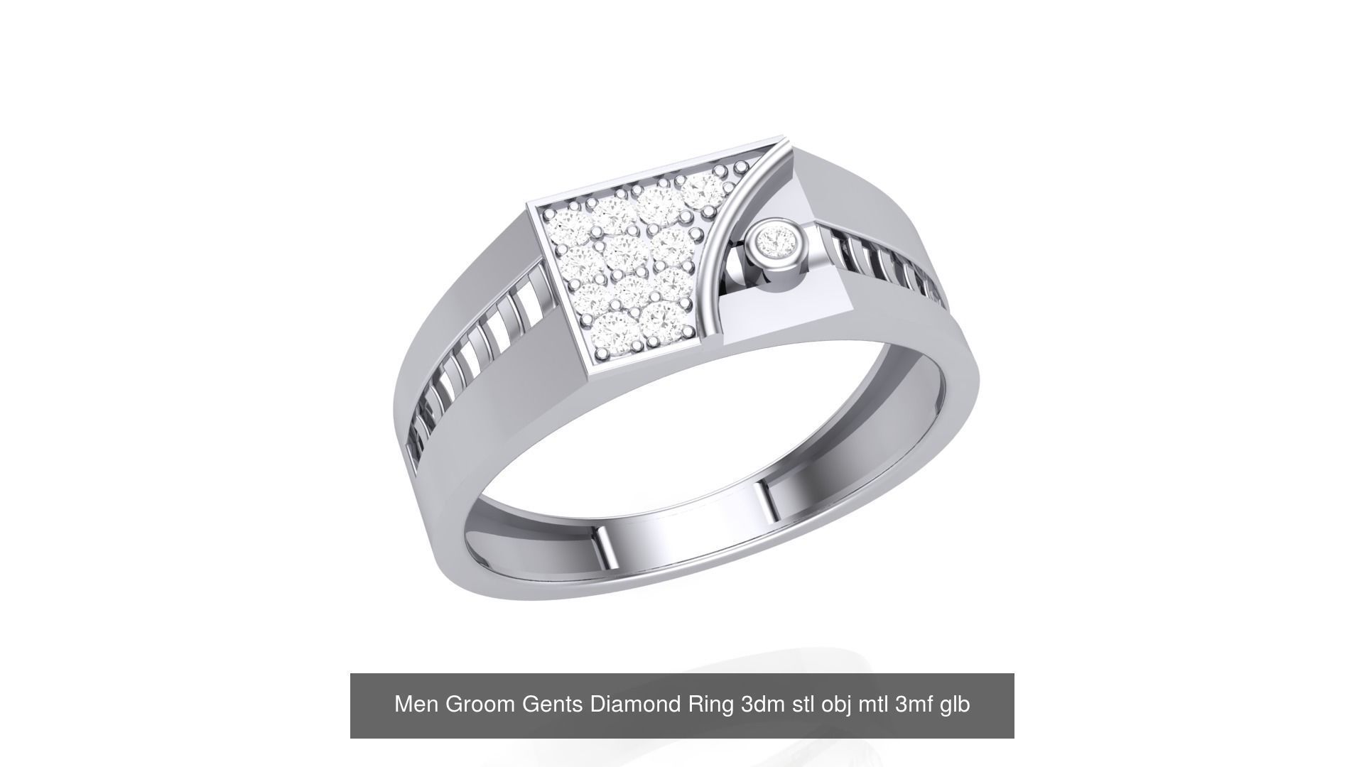 62 Men Groom Gents Diamond Ring 3dm stl obj mtl  3D Model Collection_21