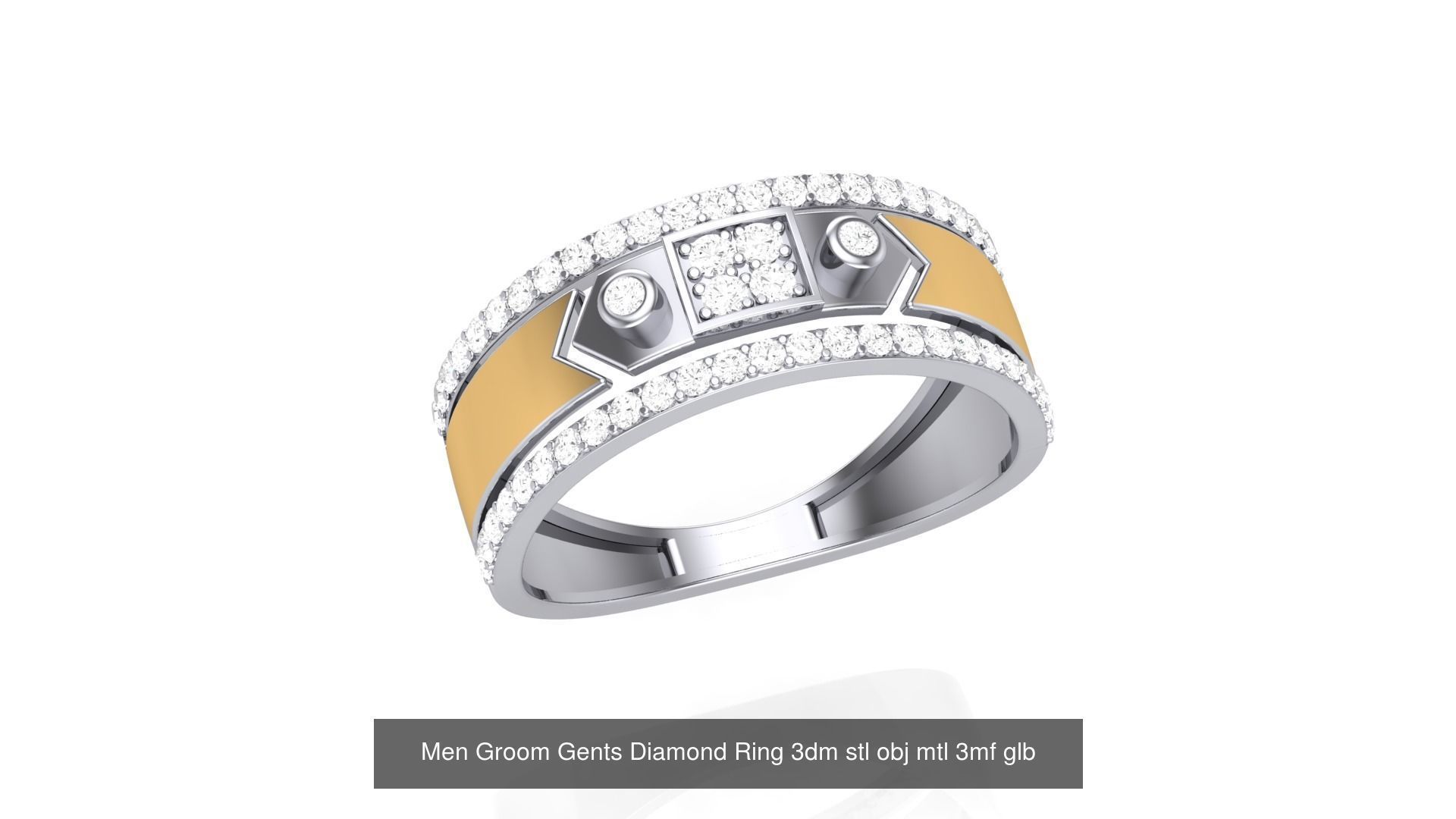 62 Men Groom Gents Diamond Ring 3dm stl obj mtl  3D Model Collection_35