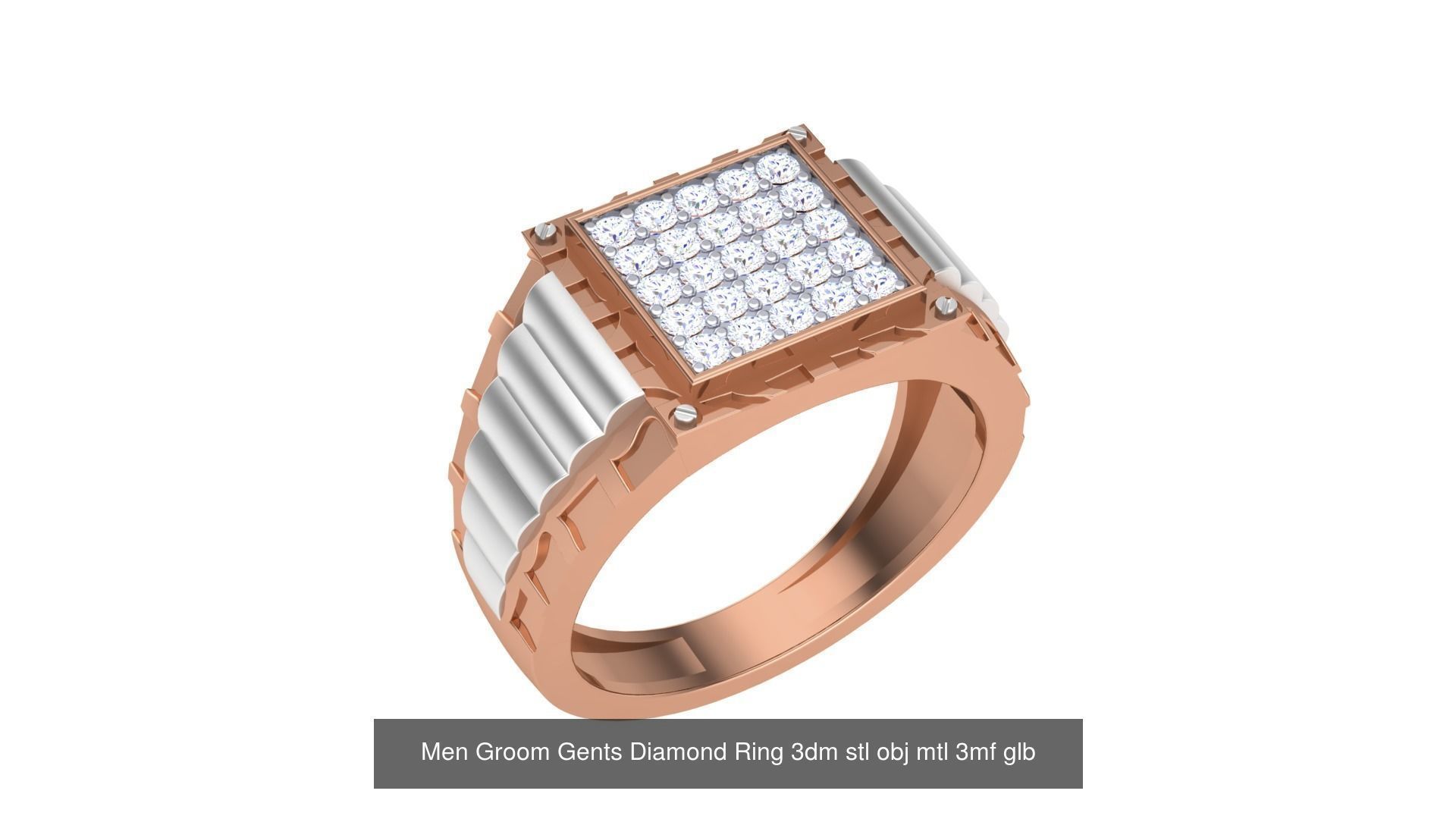 62 Men Groom Gents Diamond Ring 3dm stl obj mtl  3D Model Collection_18