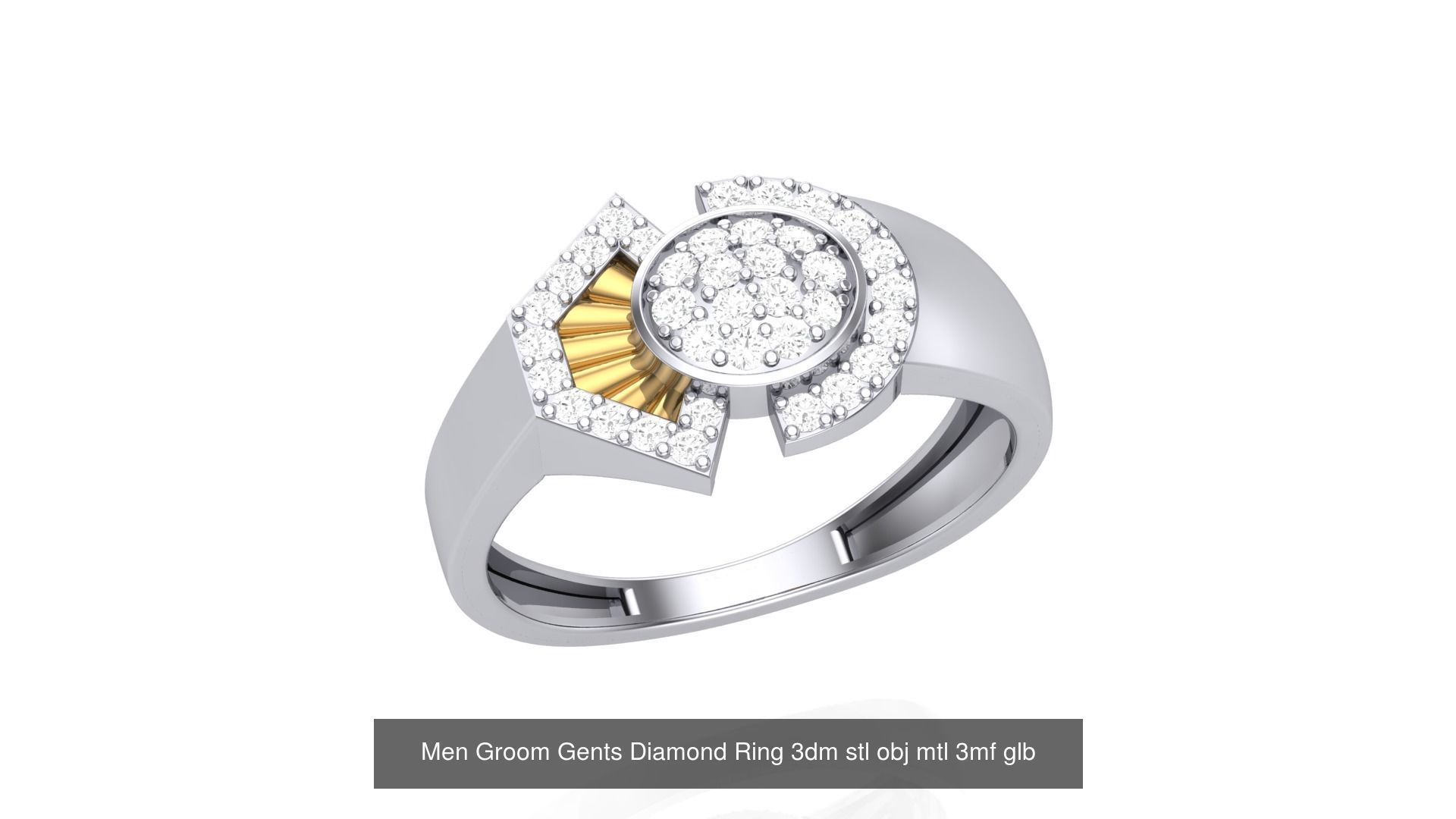 62 Men Groom Gents Diamond Ring 3dm stl obj mtl  3D Model Collection_38