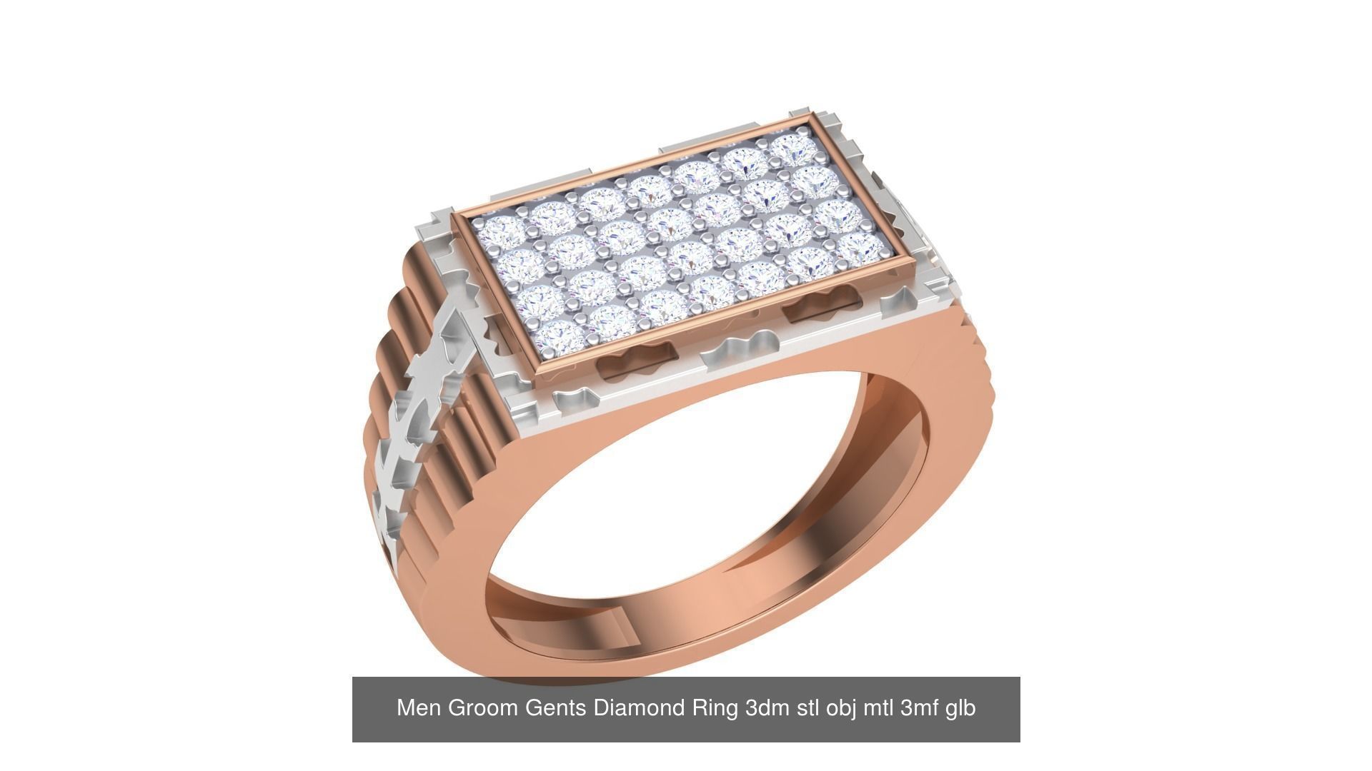 62 Men Groom Gents Diamond Ring 3dm stl obj mtl  3D Model Collection_10