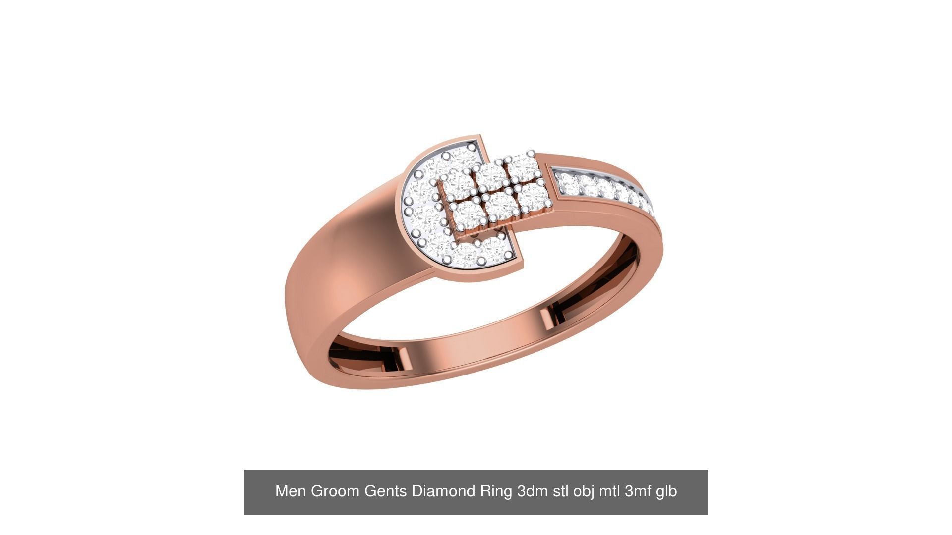 62 Men Groom Gents Diamond Ring 3dm stl obj mtl  3D Model Collection_46