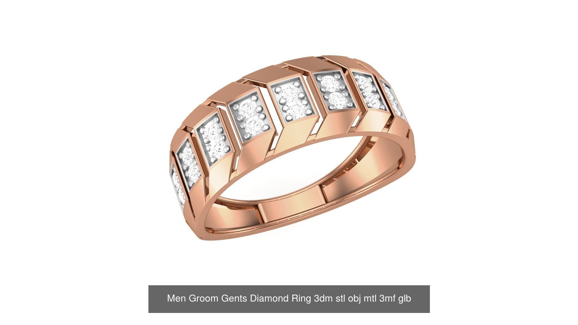 62 Men Groom Gents Diamond Ring 3dm stl obj mtl  3D Model Collection_25
