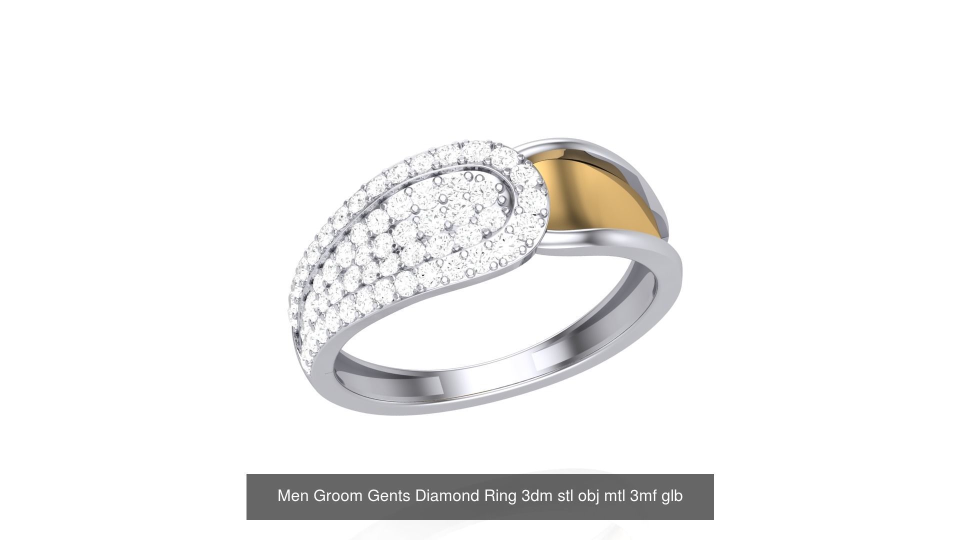 62 Men Groom Gents Diamond Ring 3dm stl obj mtl  3D Model Collection_53