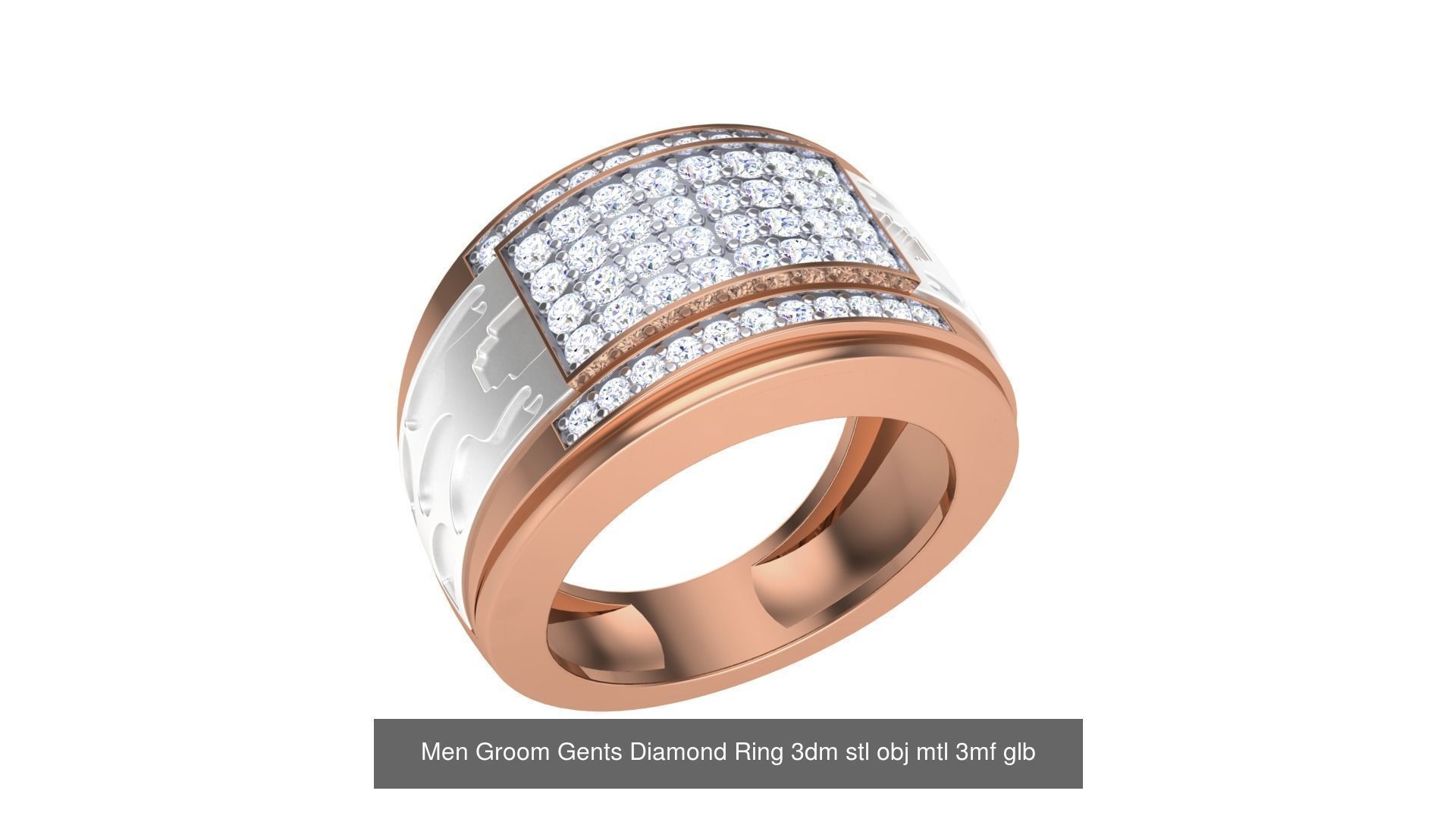 62 Men Groom Gents Diamond Ring 3dm stl obj mtl  3D Model Collection_16