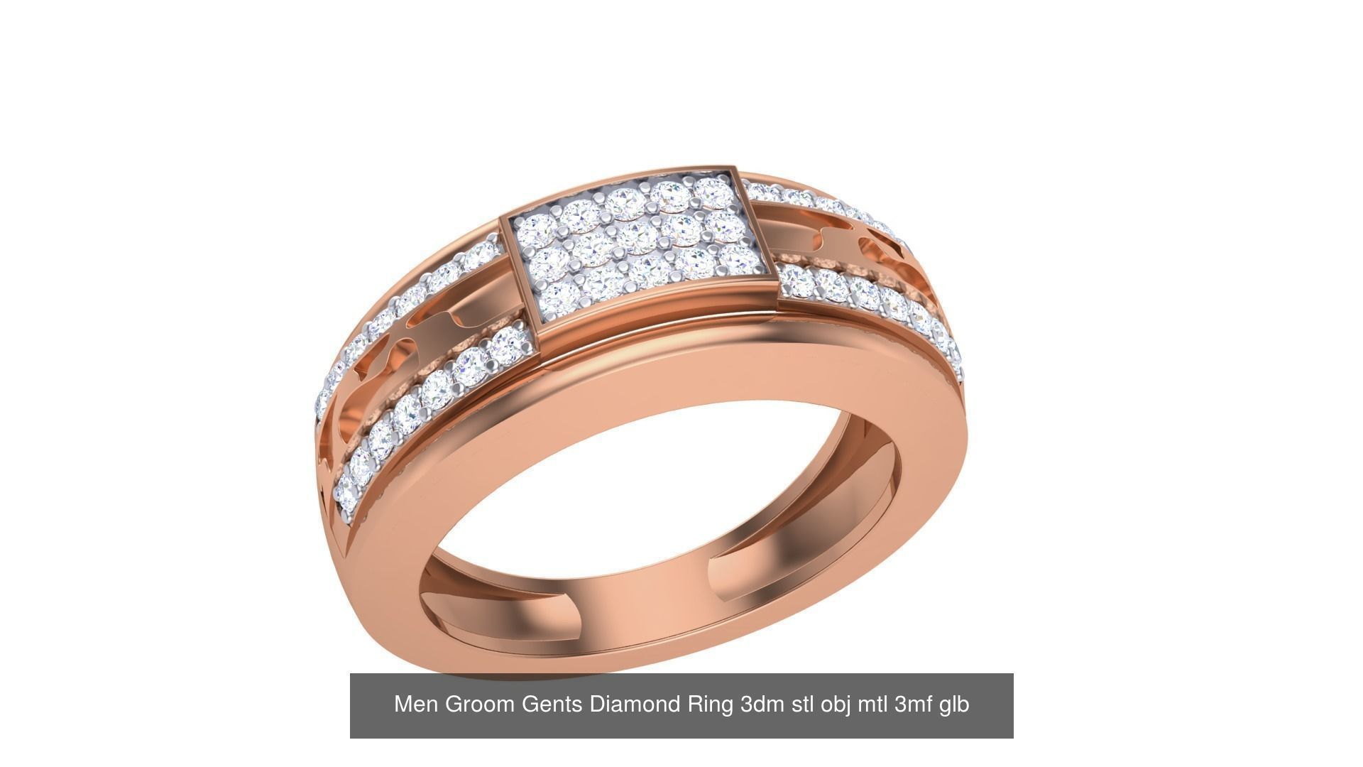 62 Men Groom Gents Diamond Ring 3dm stl obj mtl  3D Model Collection_7