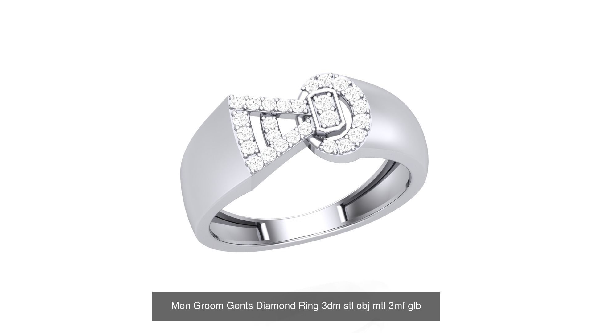 62 Men Groom Gents Diamond Ring 3dm stl obj mtl  3D Model Collection_45