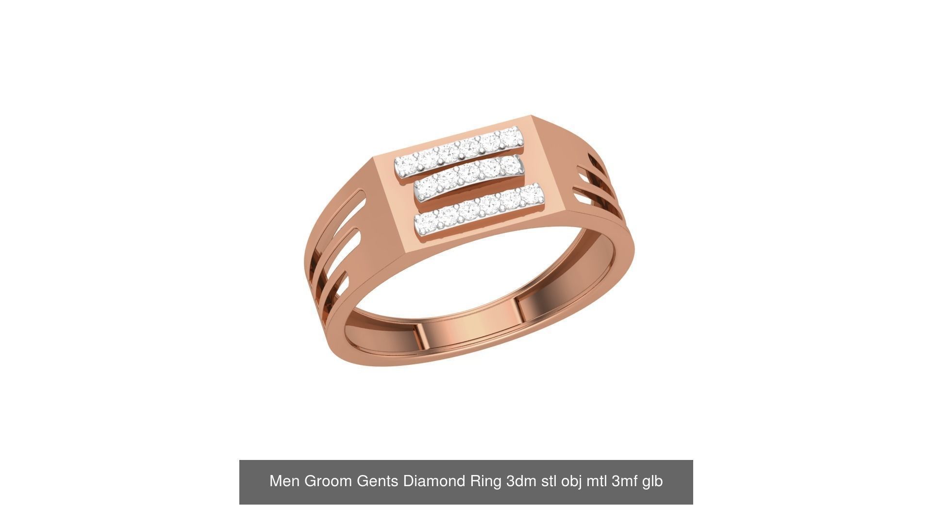 62 Men Groom Gents Diamond Ring 3dm stl obj mtl  3D Model Collection_24
