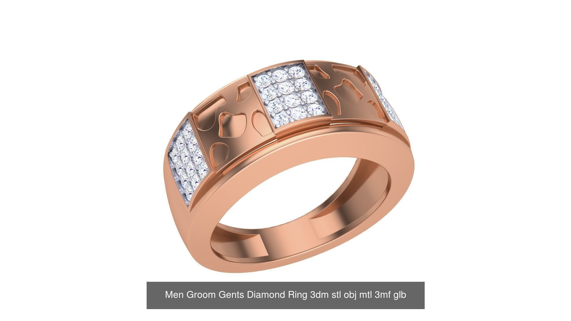 62 Men Groom Gents Diamond Ring 3dm stl obj mtl  3D Model Collection_17