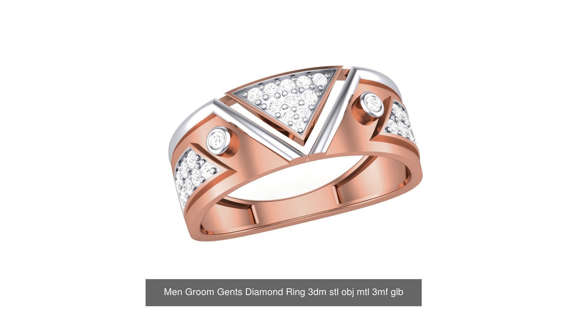 62 Men Groom Gents Diamond Ring 3dm stl obj mtl  3D Model Collection_34