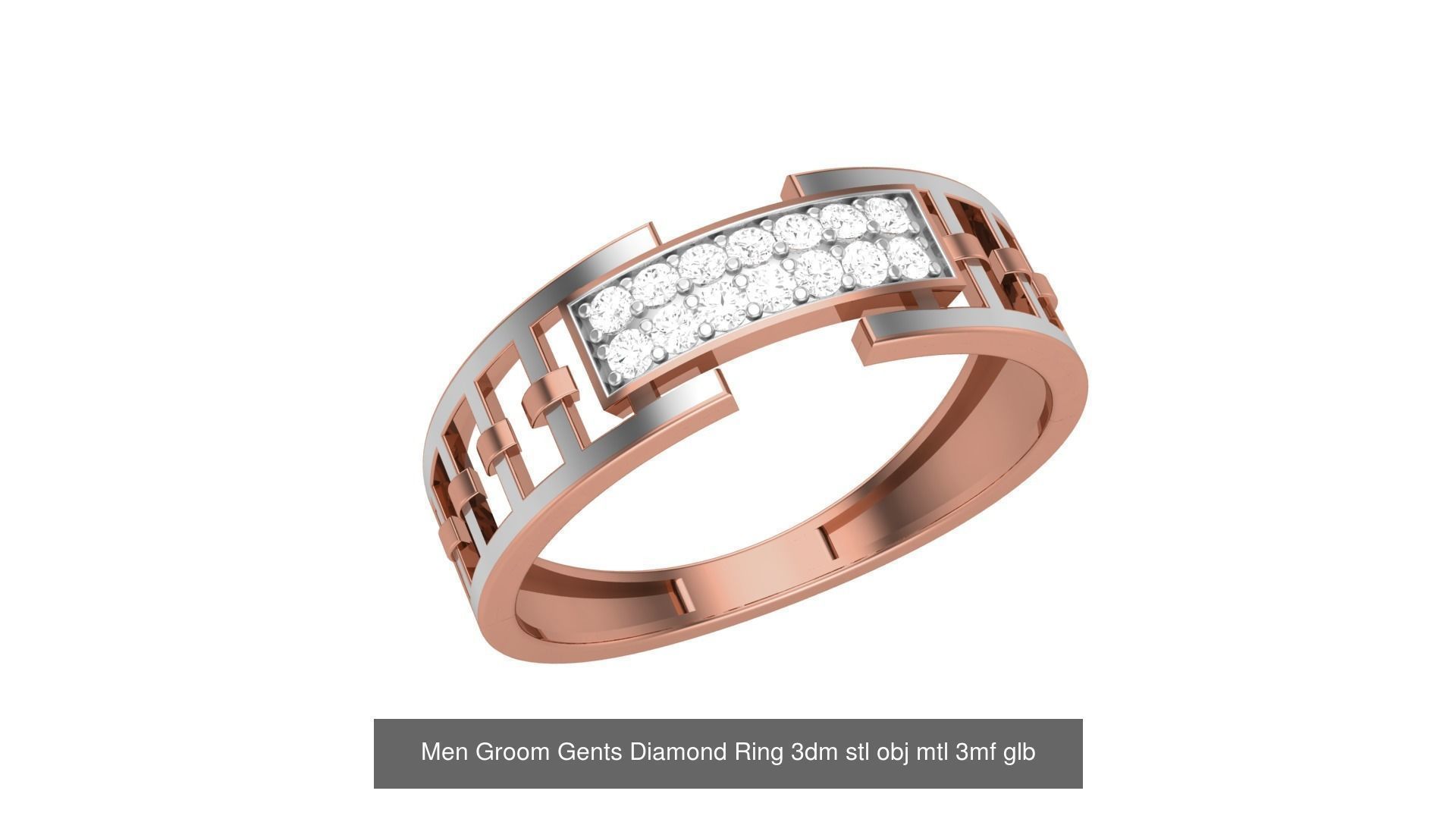62 Men Groom Gents Diamond Ring 3dm stl obj mtl  3D Model Collection_28